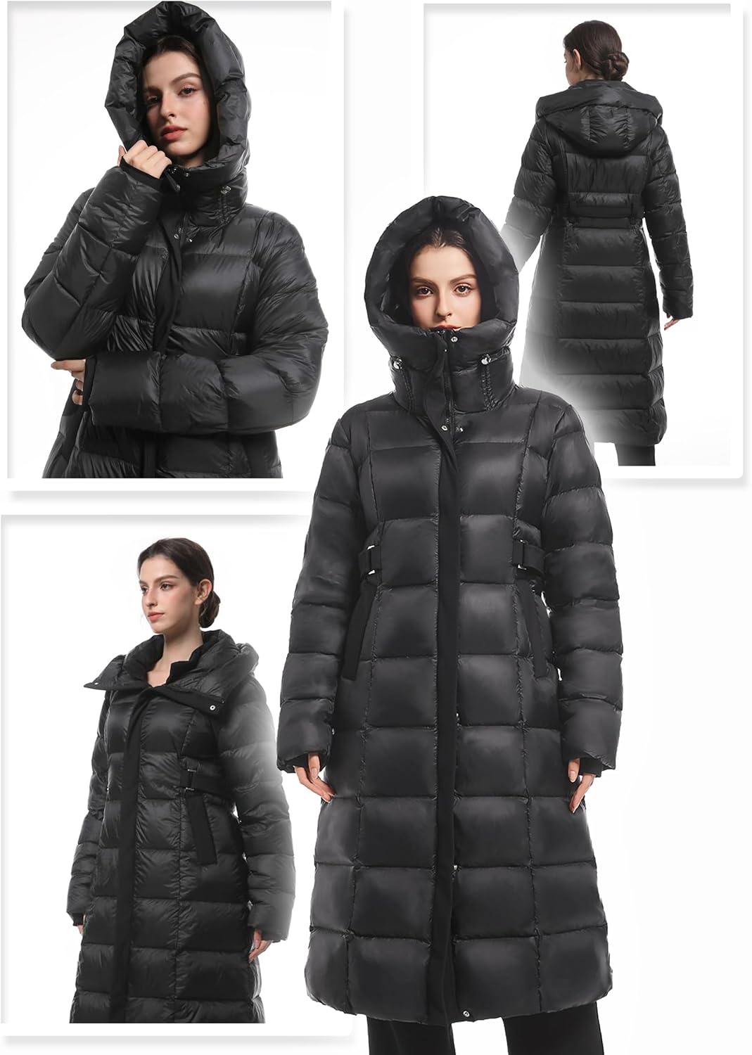 Women's Winter Full Length 800 Fill Duck Down Coat,Plus Size Long Puffer Jacket Parka for Ladies,Hooded,Thickened