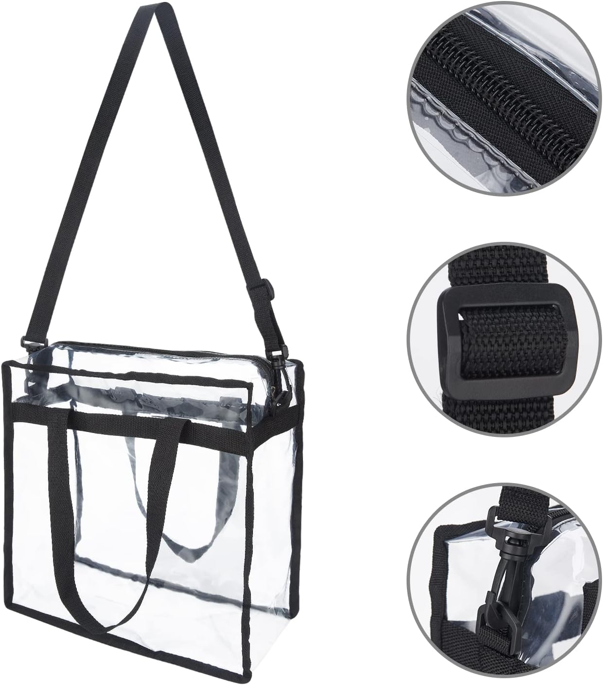 HAOGUAGUA Clear Tote bag 12x12x6 Stadium Approved, Transparent PVC Stadium Security Bag for Work, Sports Games and Concerts