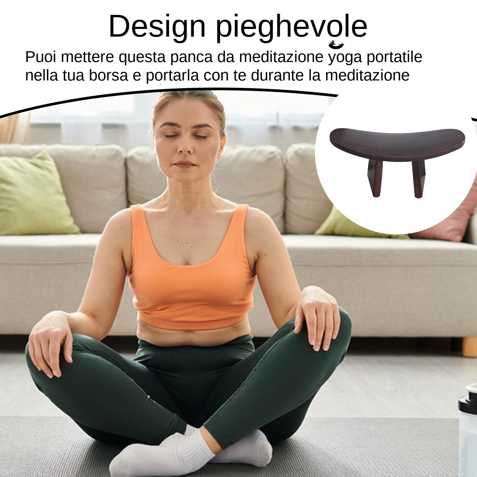 Generico Sgabello Yoga Seduta Ergonomica in Legno | Inginocchiatoio per Preghiera per Adulti Donne Meditazione Viaggio Culto Raccolte Spirituali