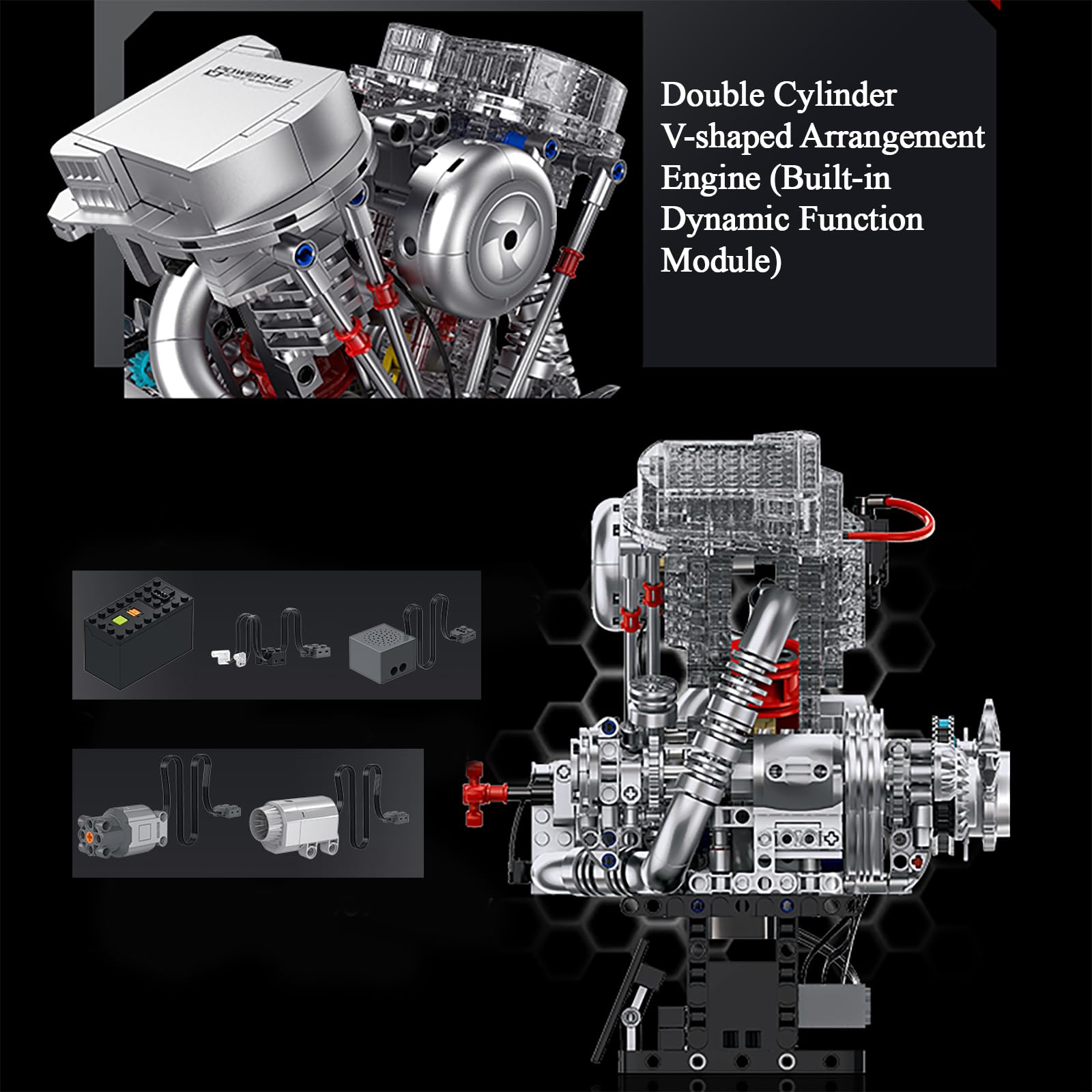 muuchuu Kit de Construction Technique V2 avec Moteur, Lumière, Son, Brume, Moteurs, Ensemble de Briques Fonctionnelles pour Moto, pour Adultes, DIY, Loisirs, Jouet STEM, Modèle, Cadeau pour Enfants et