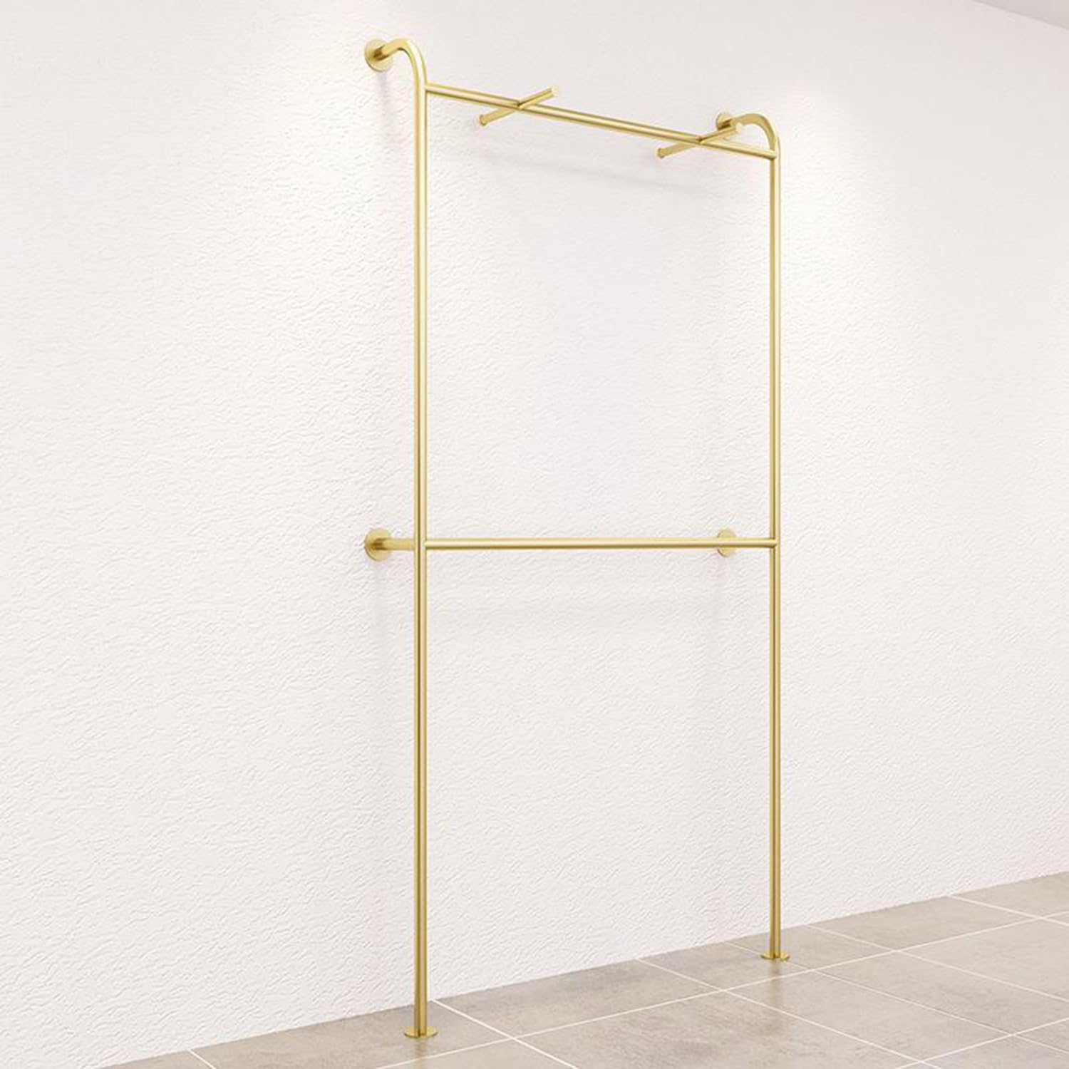 SaryEdge 2 Layer Industrial Pipe Clothing Rack, Metal Wall Mounted Clothes Rack with Double Hanging Rods, Rods for Clothes, Retail Garment Display,120cm,size_name-1,size_name-120cm