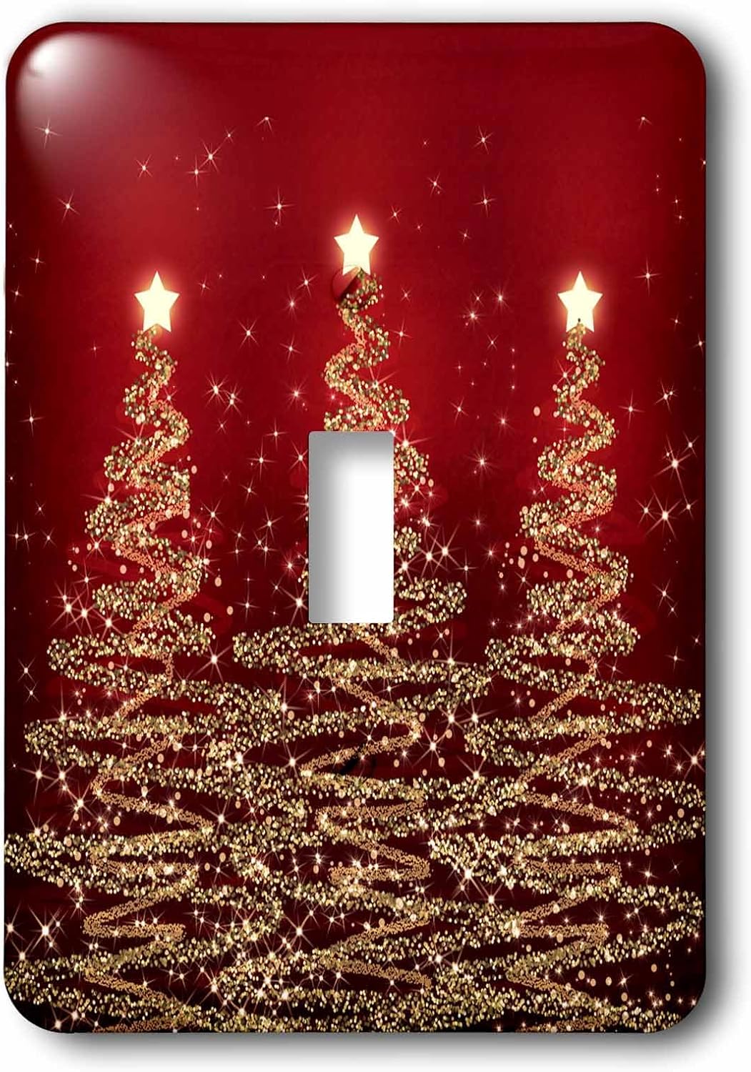 3dRose lsp_41060_2 Sparkling Christmas Trees Red Double Toggle Switch