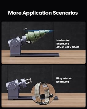 LaserPecker Rotary Extension for LP2 Plus, LP4, LP5, LX2 180 Adjustable Jaw Chuck for Engraving Cones, Cylinders, Spheres, Rings, Wine Glasses, and More