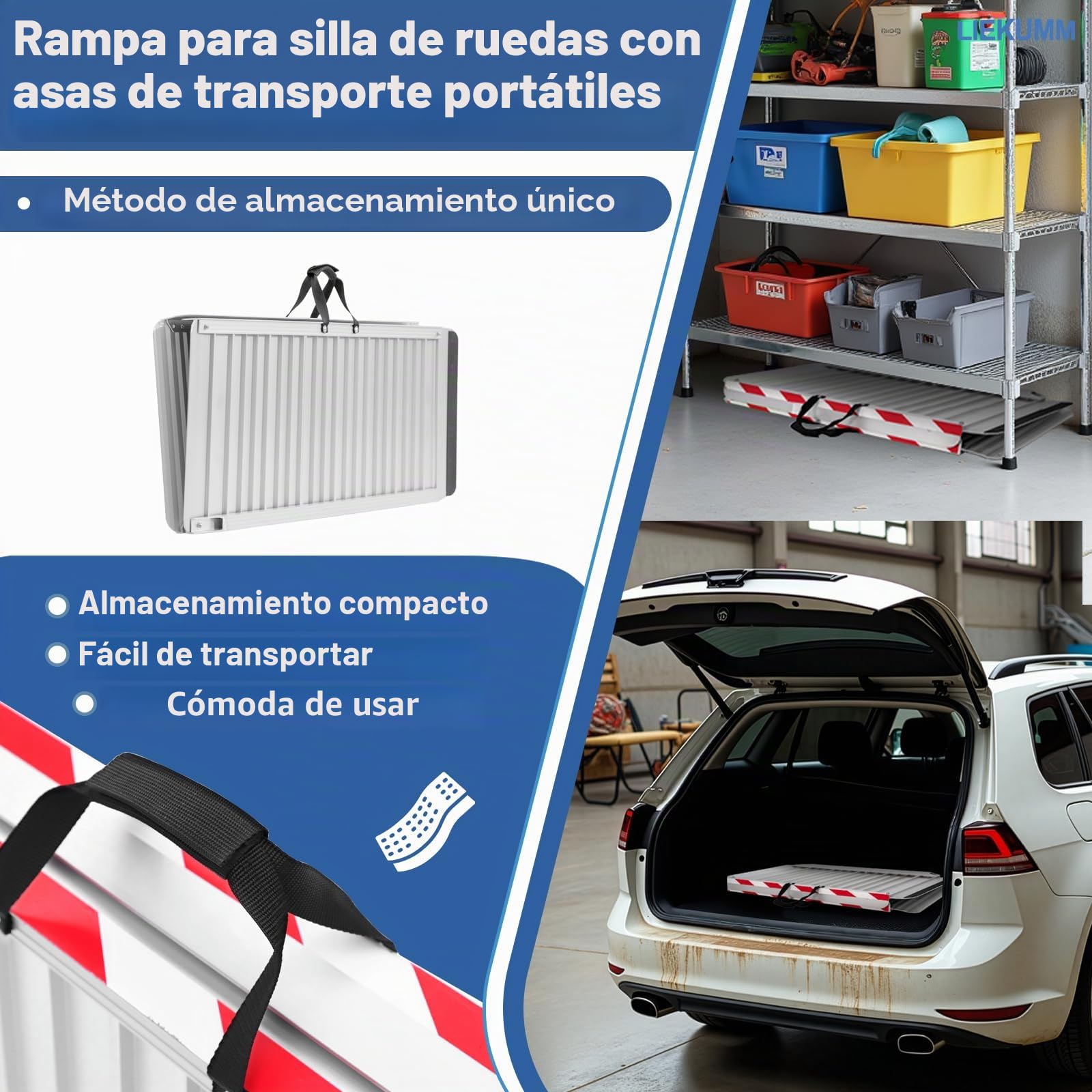 LIEKUMM Rampas para Silla de Ruedas 127 cm, 85 cm Ensanchada, Capacidad de Carga 400 kg Aluminio Rampa para Escaleras, Bordillos, Rampa Minusvalidos para Sillas de Ruedas Eléctricas y Manuales