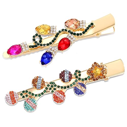 Miniatura 1 de Pinzas para el cabello de Navidad con diamantes de imitación, horquillas navideñas con copos de nieve, pasadores para el cabello de vacaciones,