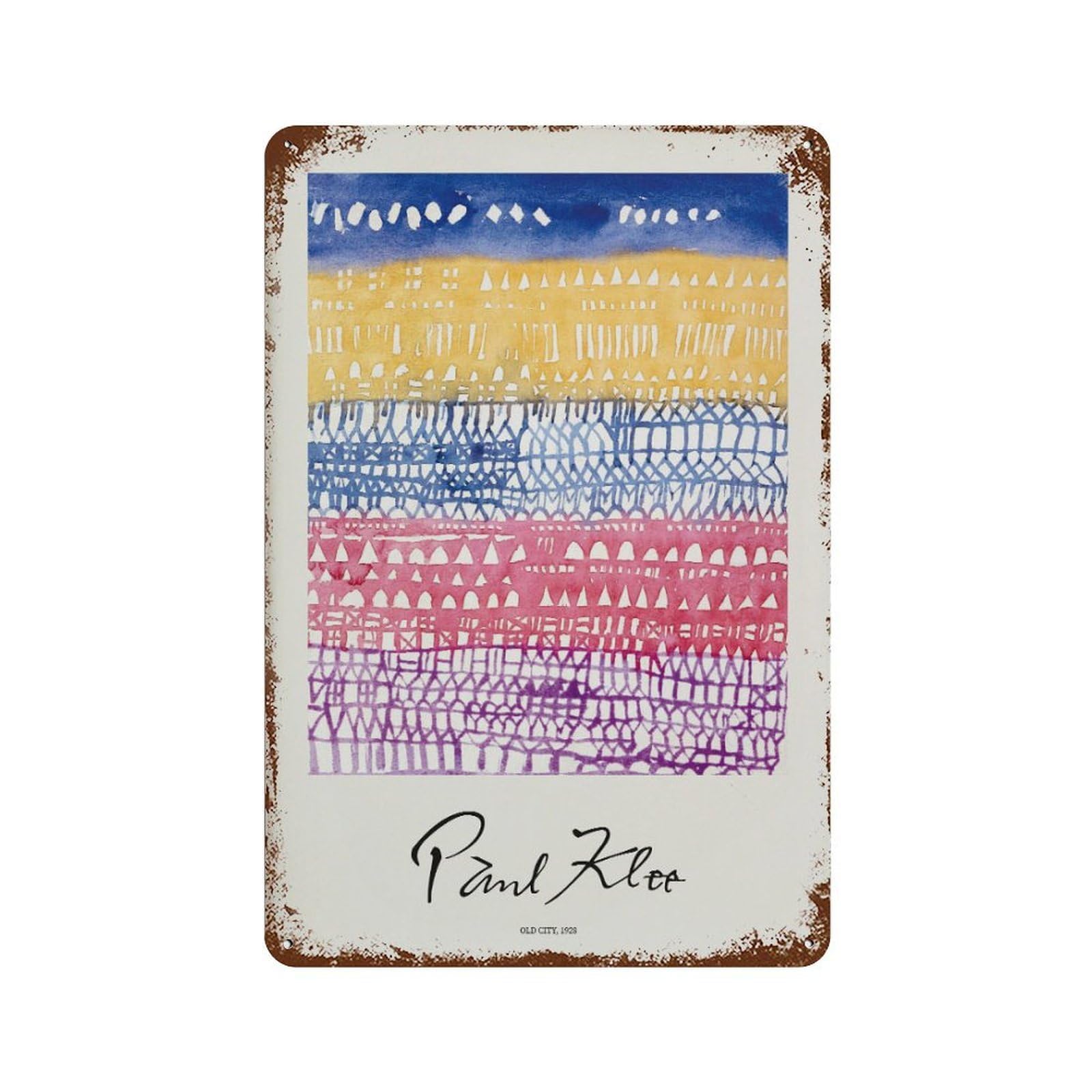 xiaoxiaoshen Paul Klee Old City Abstract Vintage Wall Decor Art Metal Tin Poster Modern Home Decor Art Home Bar Shop Decorations Vintage Sign 30x20cm