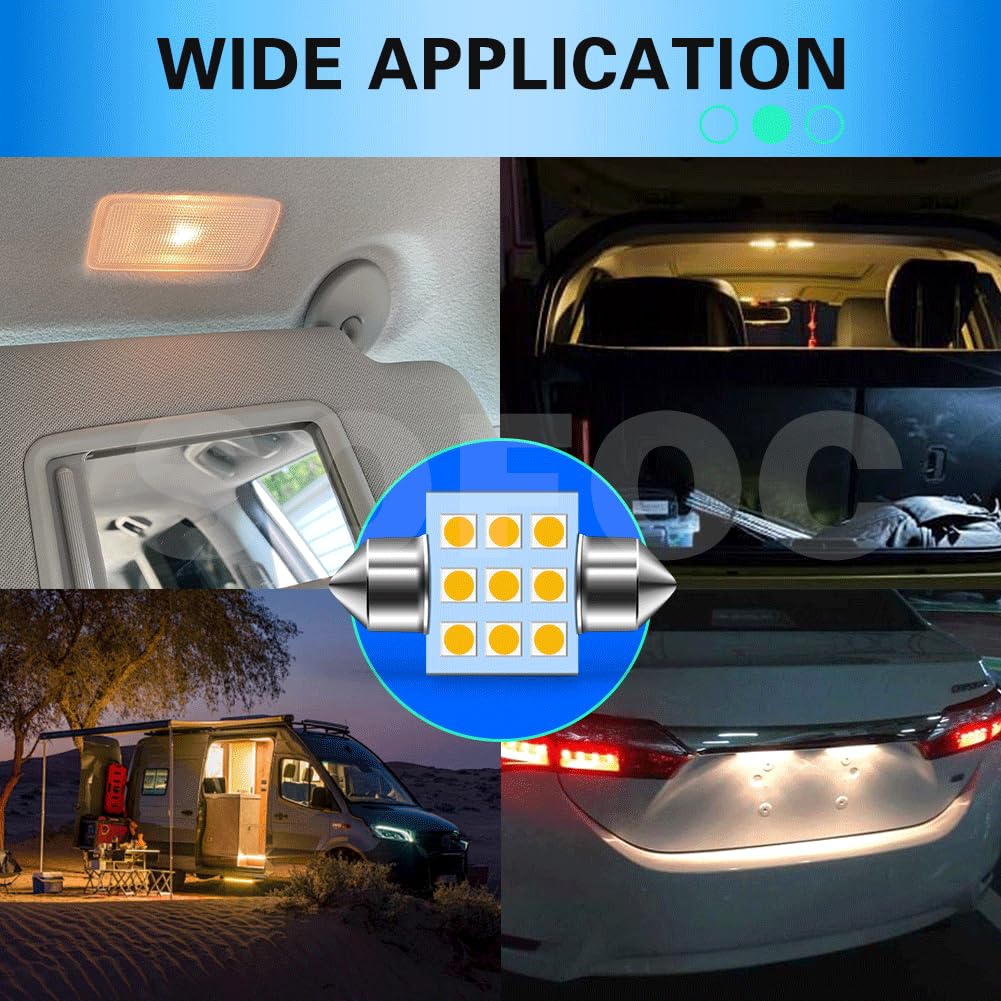 SOFOC LED Festoon Bulb 31MM Warm White 12V AC/DC per luce interna auto, plafoniera, luce di cortesia, lampada mappa, luce targa 10Pcs