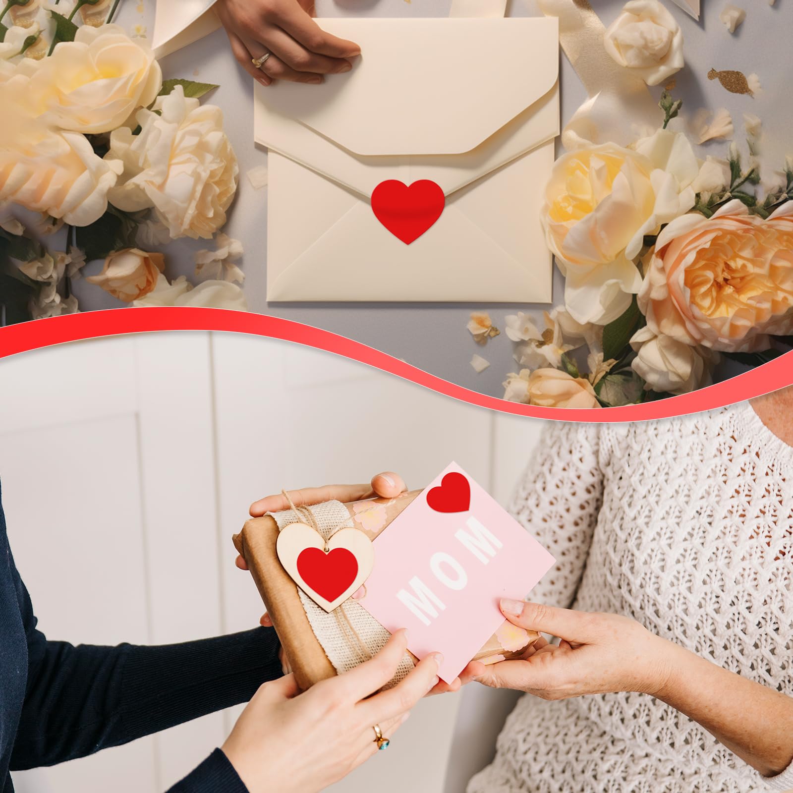 Meitaat Red Heart Stickers Roll 3.8 cm Valentine's Day Love Shape Labels Waterproof Removable for Craft Envelopes Boxes Gift Tags Bags Wedding 500 PCS - Image 3