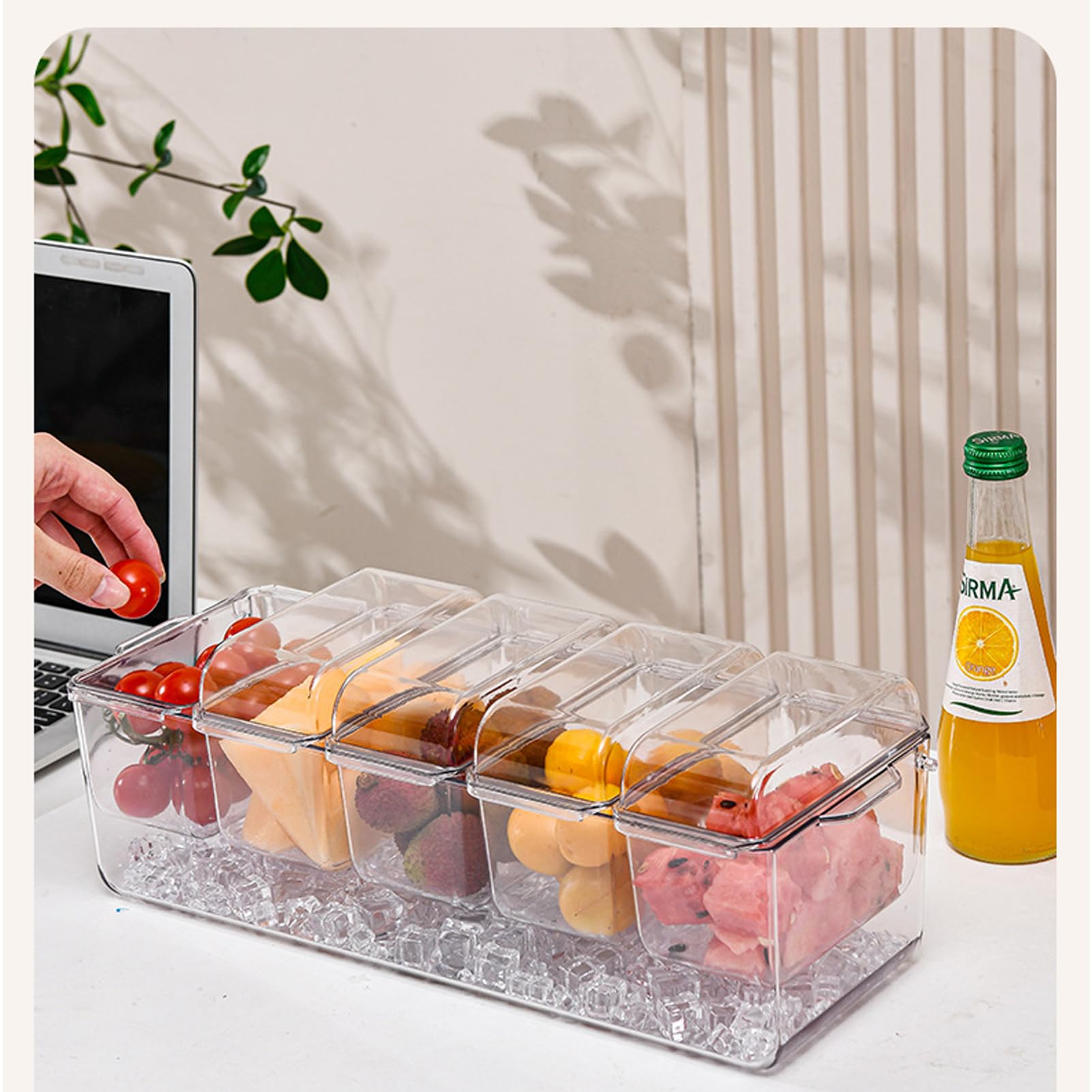 Gorger Organizzatori trasparenti per frigorifero con manici, contenitori per alimenti, contenitori impilabili per insalata con coperchio, contenitori per la preparazione dei pasti, organizer