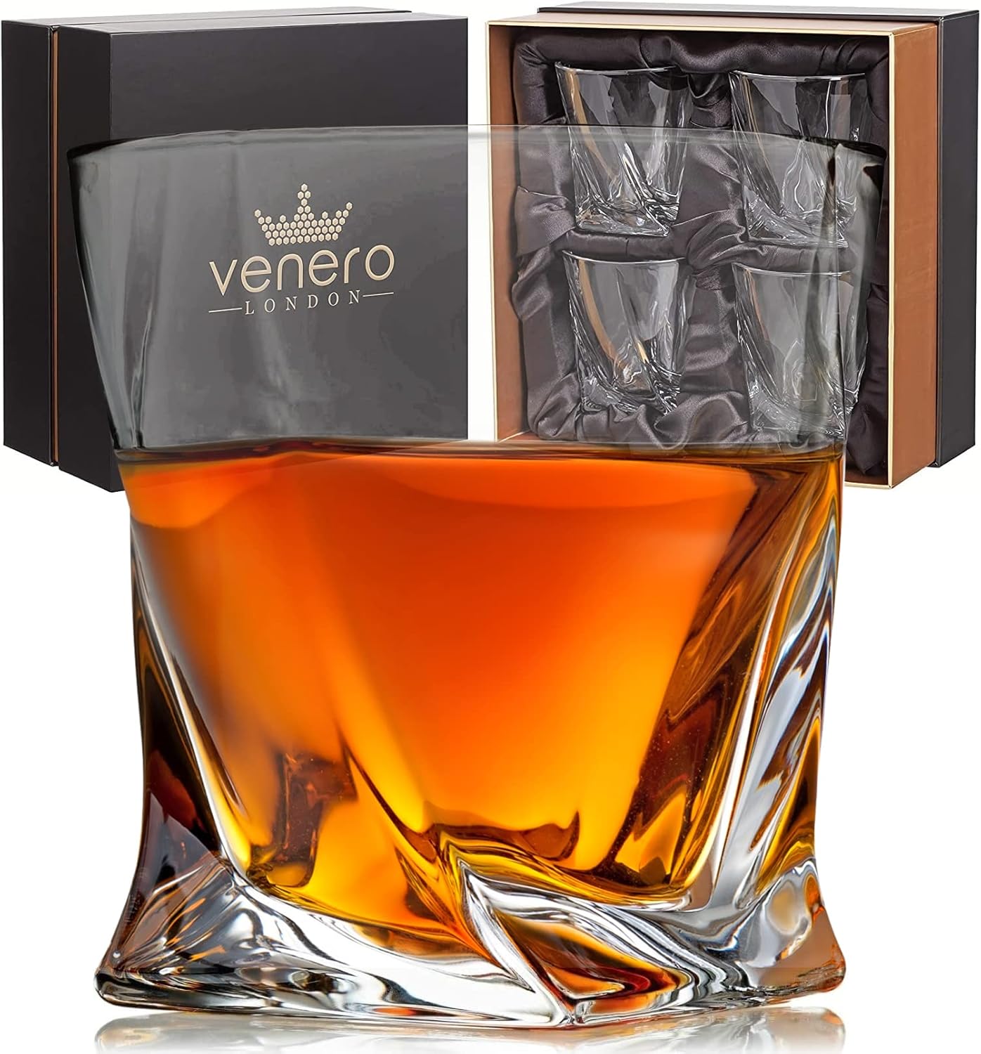 Amazon Venero Whiskey Glasses Set of 4 Premium LeadFree Crystal