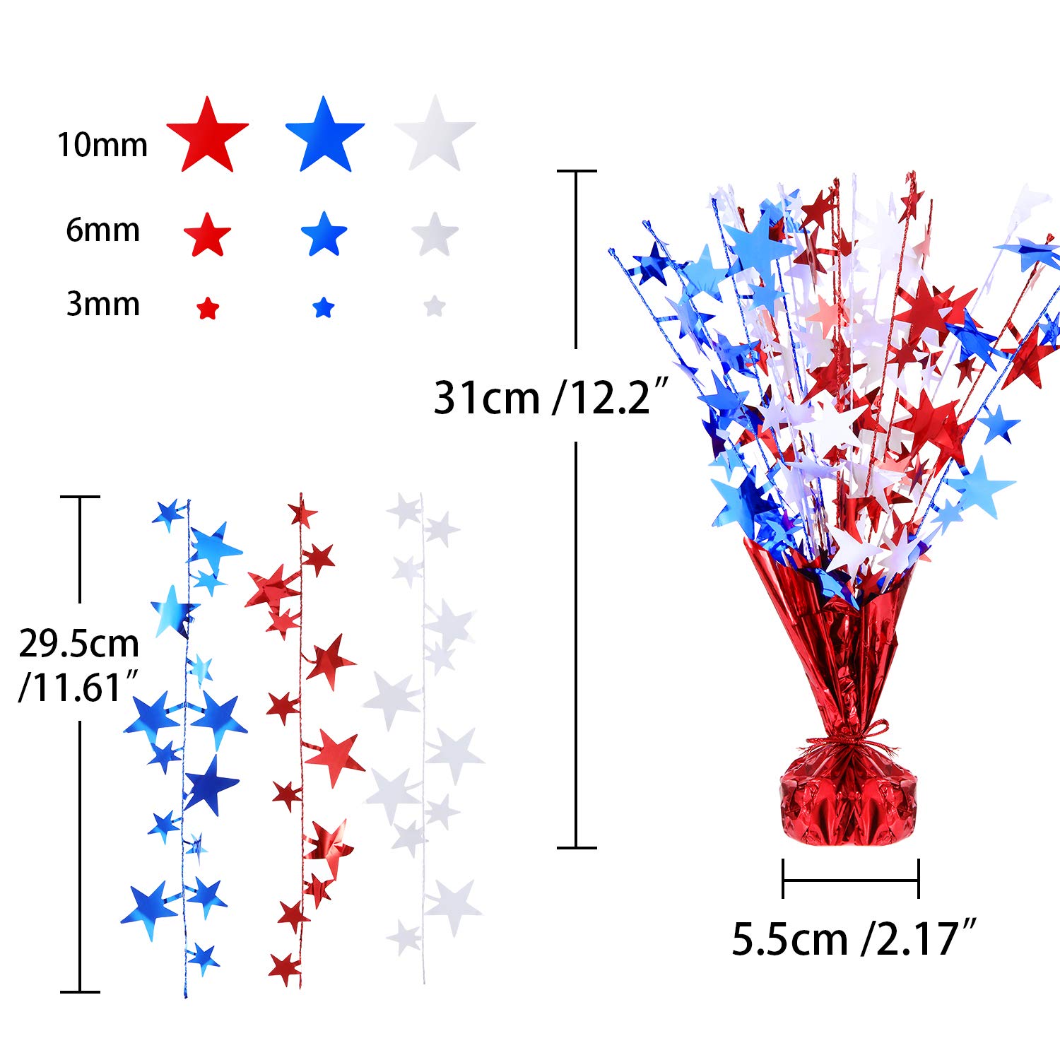 Syhood Patriotic Spray Centerpiece Veteran's Day Star Shape Confetti Spray Patriotic Decoration for Independence Day Celebration Supplies