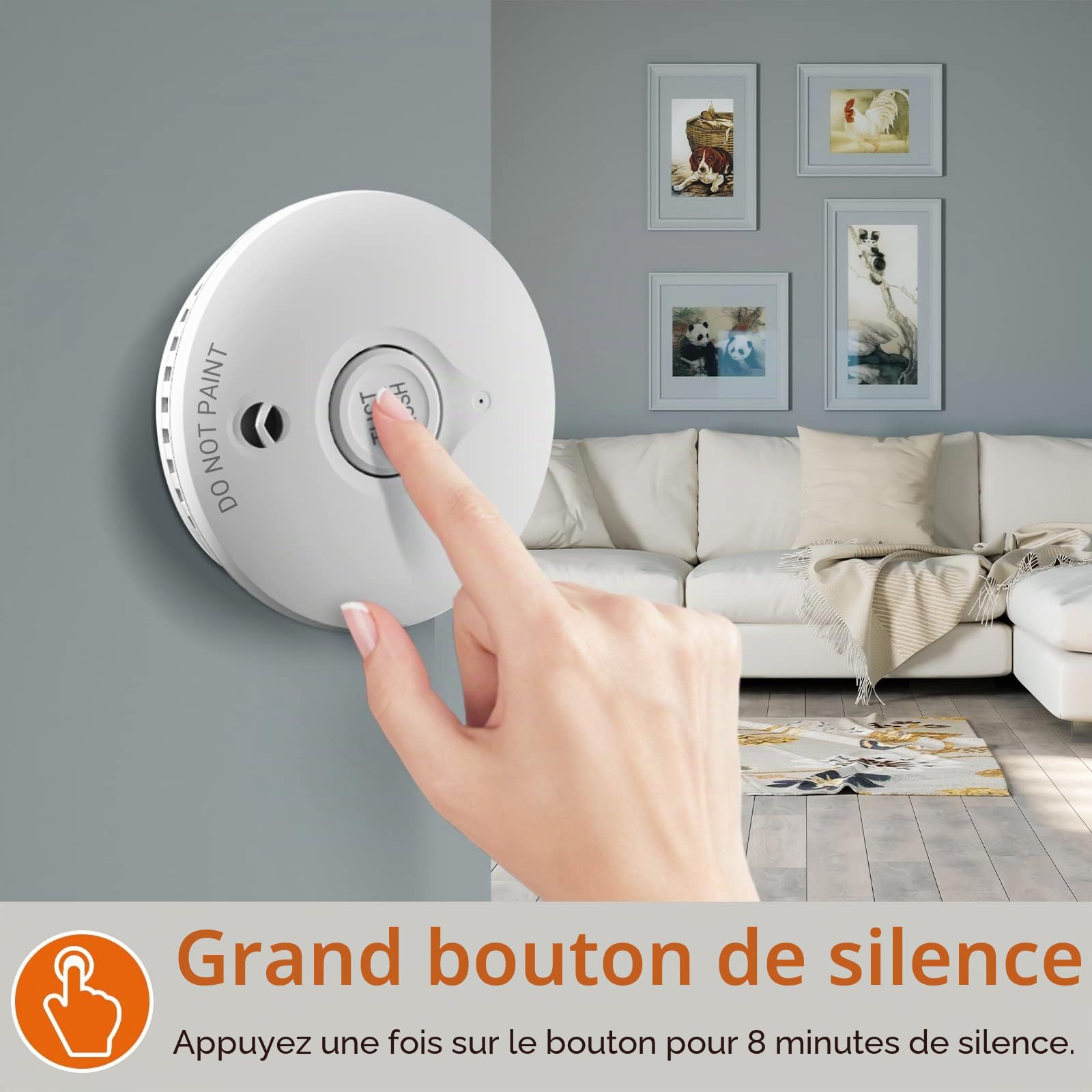 Détecteur de fumée avec Pile 10 Ans | Détecteur Incendie avec Fonction Silence et autotest Capteur photoélectrique, certifié Q DIN EN14604,4 pièces