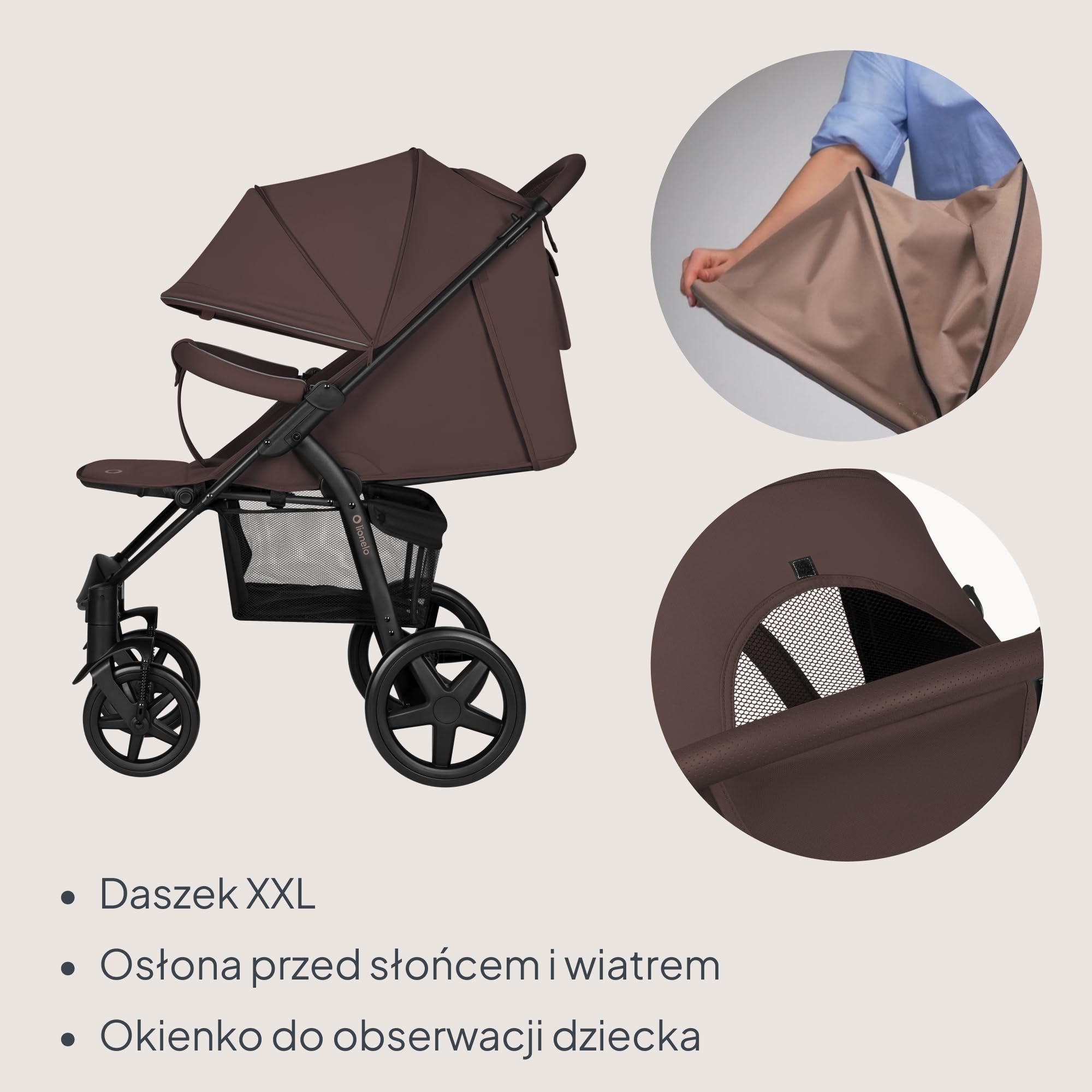 Lionelo Annet Plus wózek dziecięcy typu buggy od urodzenia do 22 kg, funkcja rozkładania, kompaktowy, składany, duże koła EVA z zawieszeniem