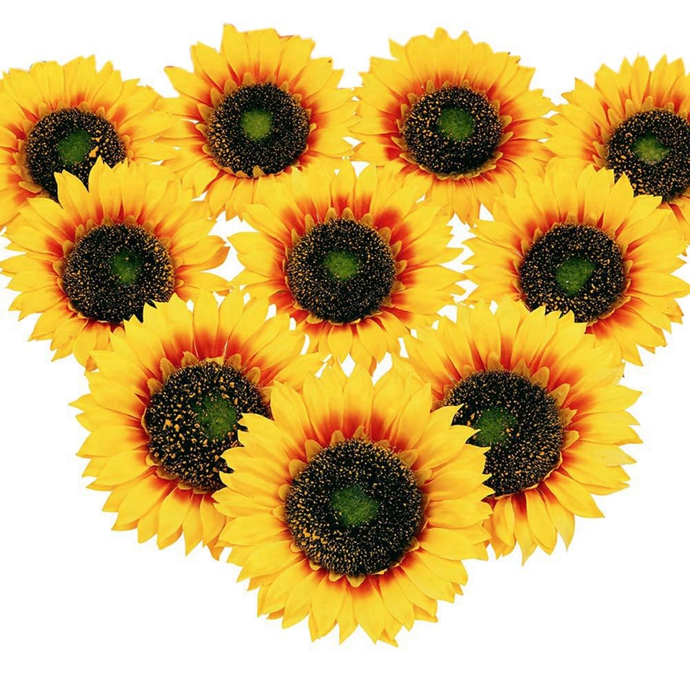 CTRLZS 10Pcs Silk Sunflowers Heads Kit Set Arrangements for Party Wedding Sunflowers Decor Craft 5.5 Inch