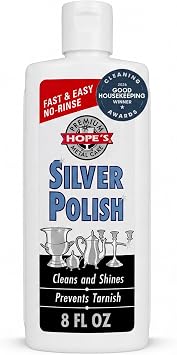 HOPES Silver Polish & Cleaner, Tarnish Remover for Silverware Jewelry 8oz | Lifts tarnish and restores a bright, lasting shine with a fast, no-rinse formula that is odorless, gentle, and non-scratch
