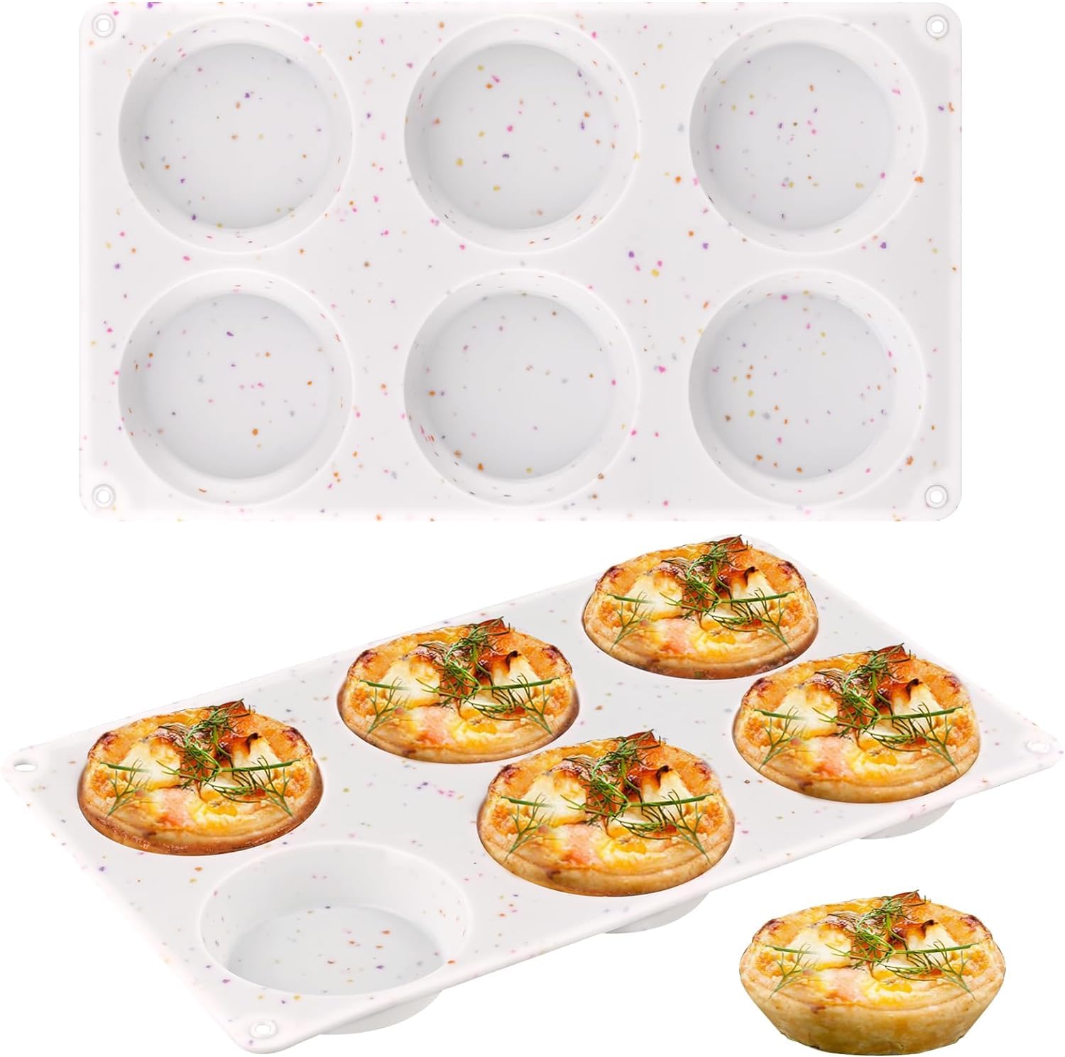 Silicone Egg Bite Molds, 6-Cup Silicone Muffin Pan, Non-Stick Baking Pan for Making Tarts, Meatloaf, Quiche, Egg Muffins, and Mini Cheesecakes (Set of 2)