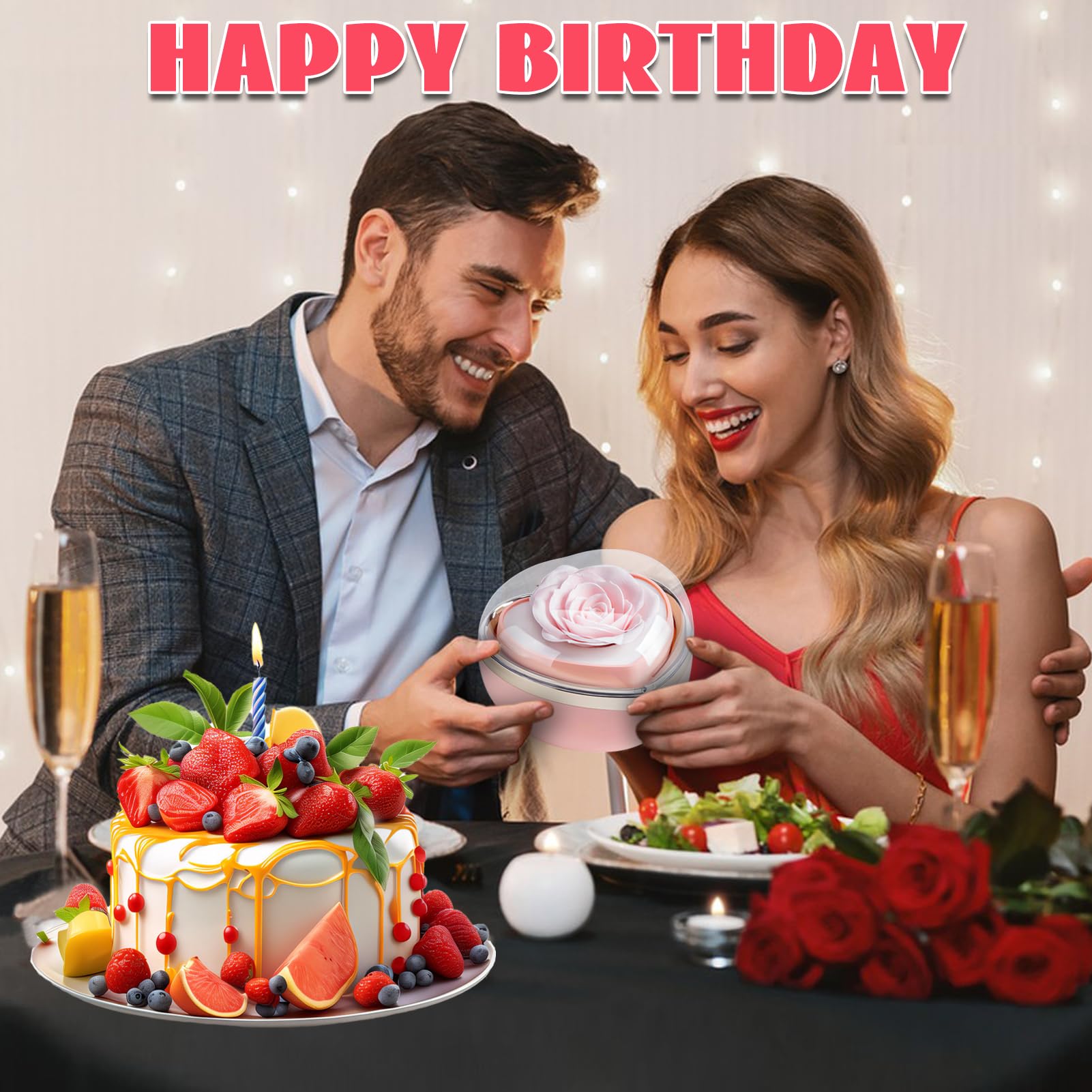 goldmiky Rosa Eterna con Collana, Rosa Stabilizzata Rossa Cofanetto,Fiori Eterni con Collana Cuori Regalo, per Idea Regalo Donne la Moglie a Natale,San Valentino,Festa della Mamma