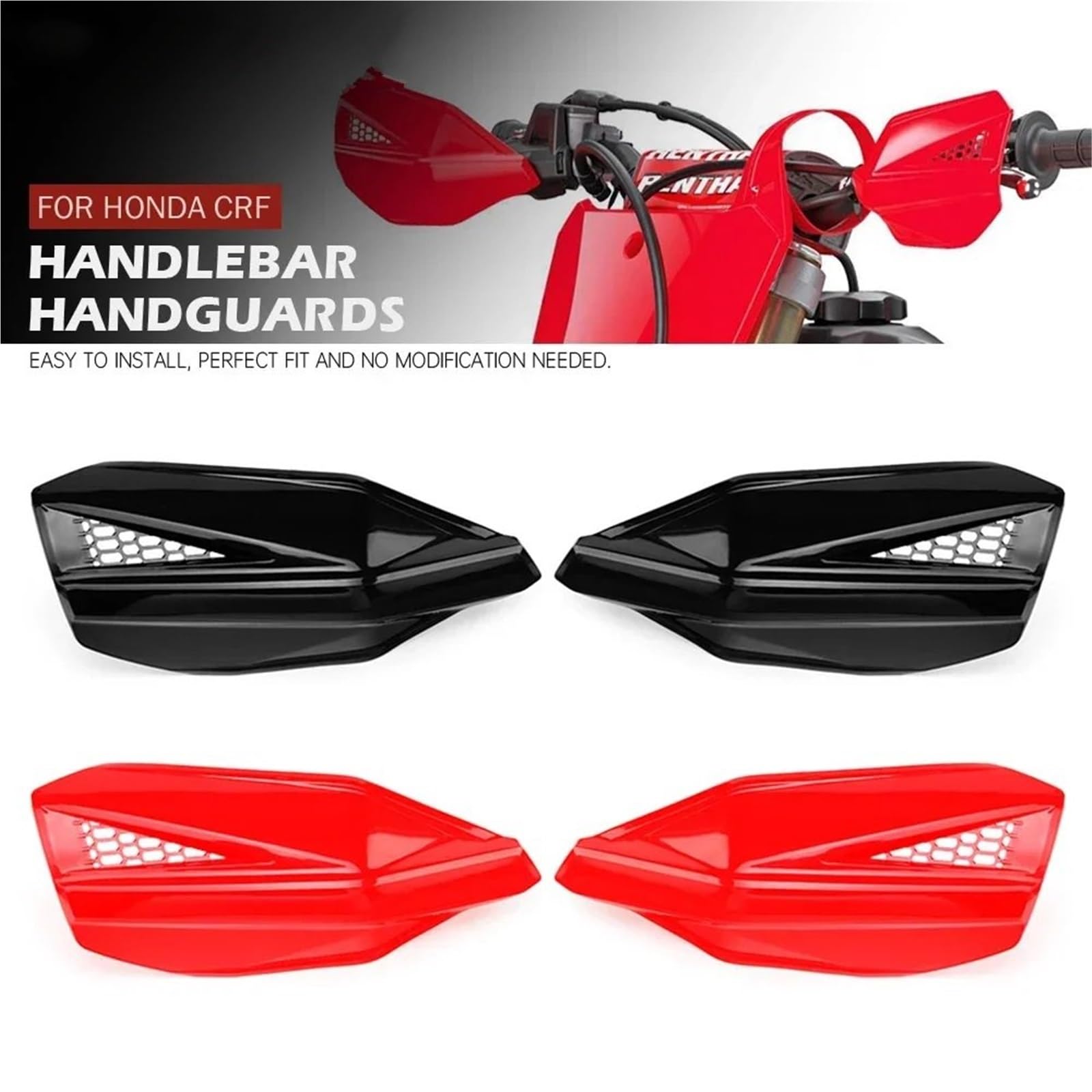 Osłon Dłoni Motocyklowych Pasuje do HONDA CRF450 X/RX/RL 2021-2024 CRF250RX ochraniacz motocykla osłona dłoni osłony kierownicy(Left Right Red)