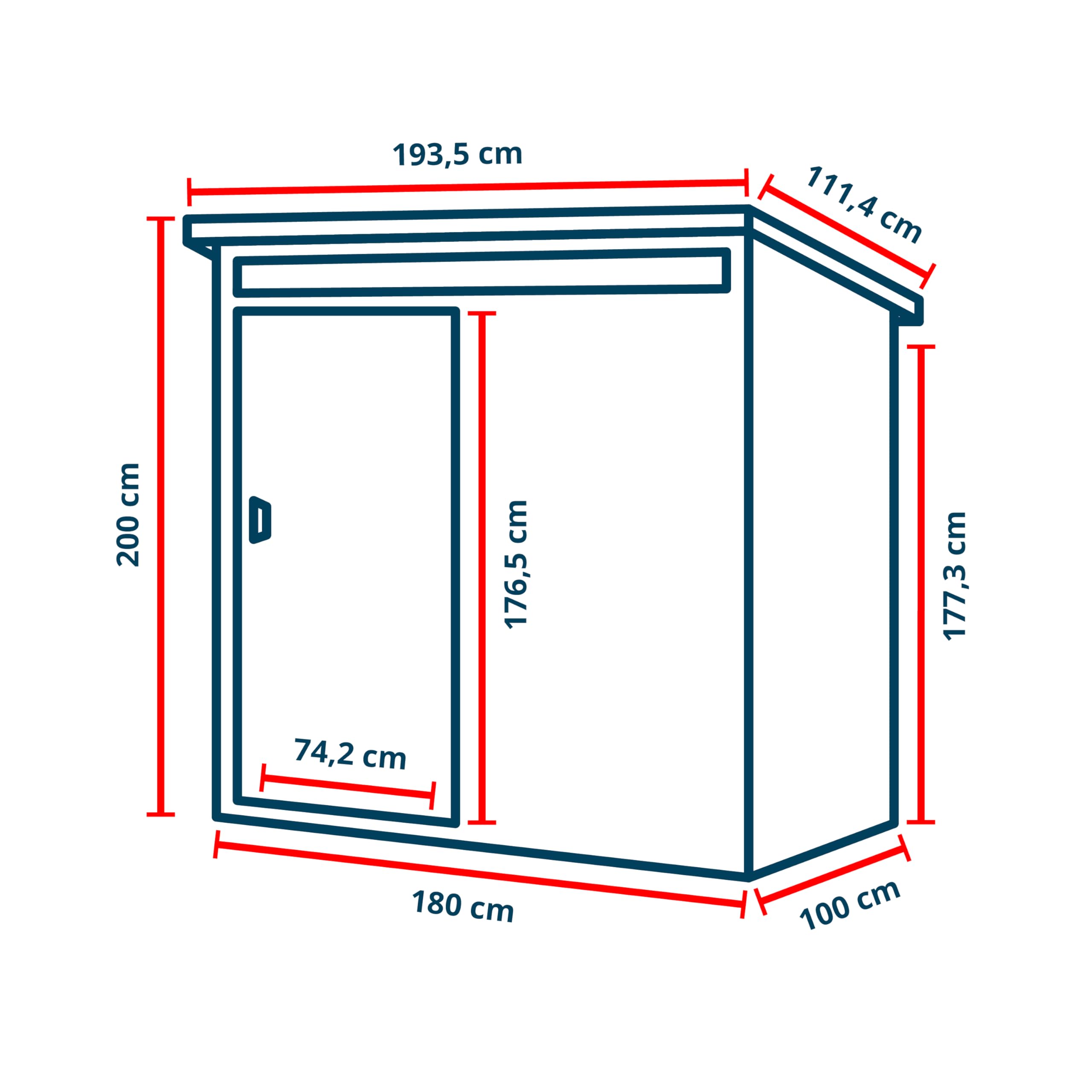 GFP Primeyard Abri de Jardin en métal 180x100x200 cm Armoire de Jardin Gris