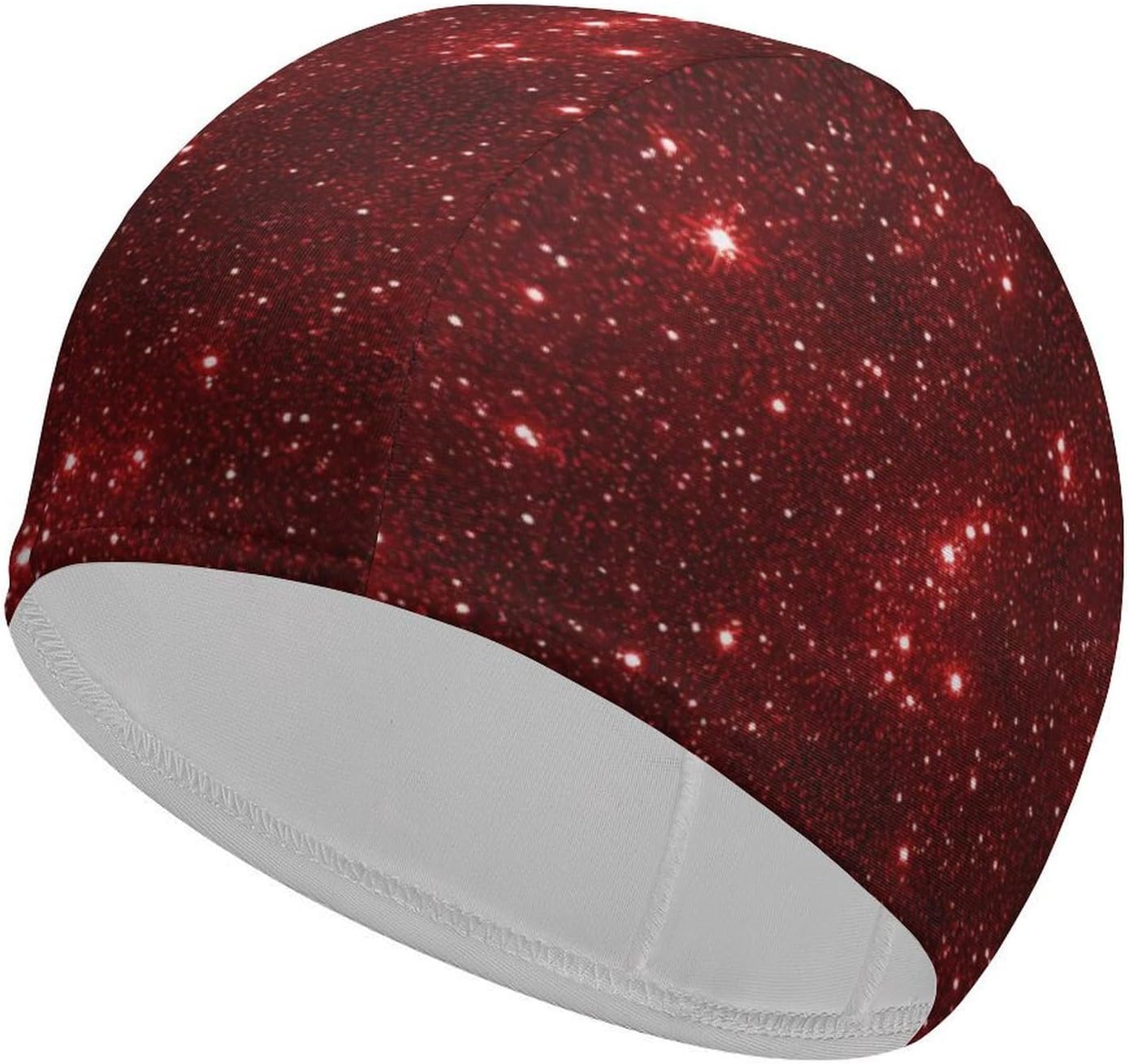 Red Glittery Pattern Womens Swim Cap for Men Adult Swimming Hat Curly Short Medium Long Hair