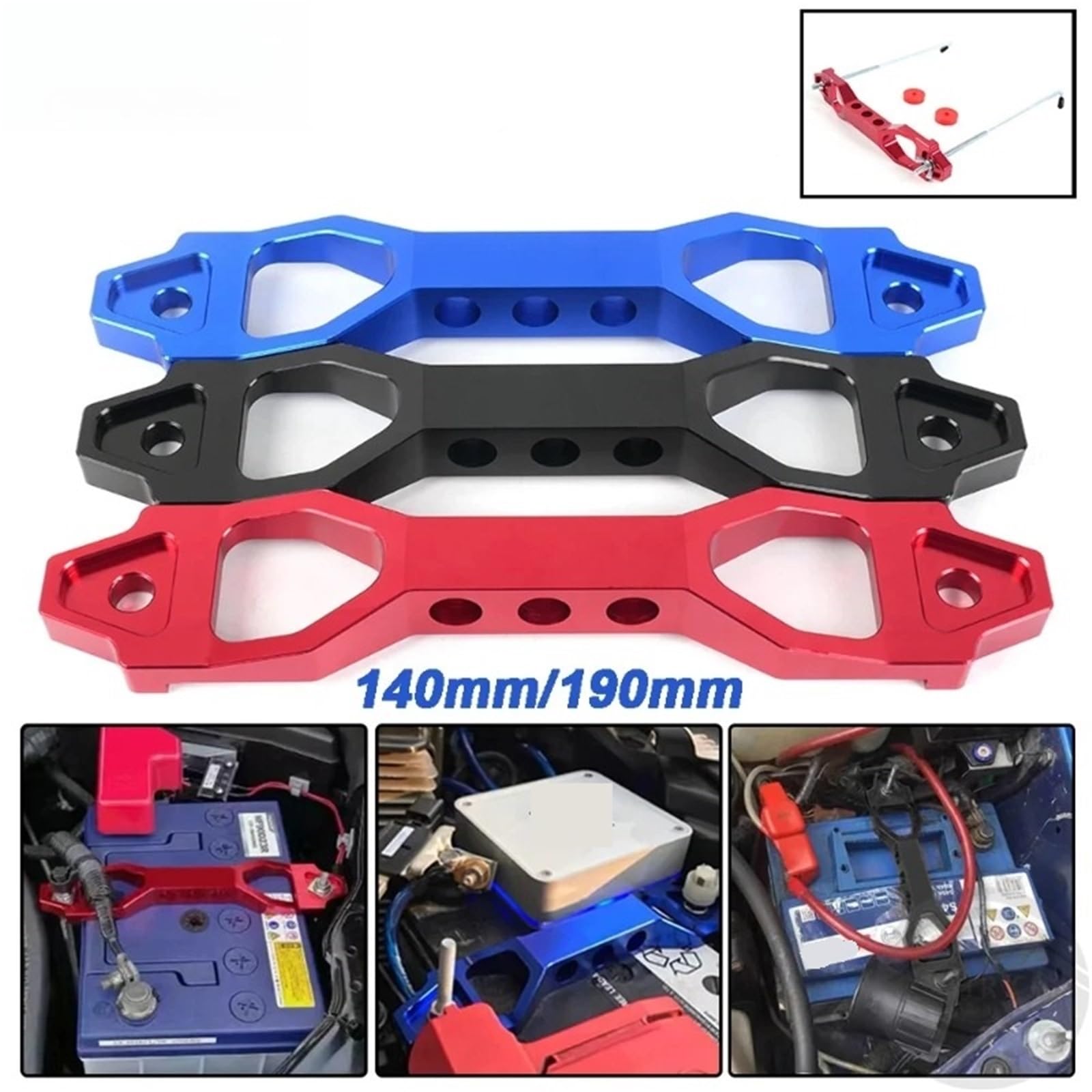 Wspornik Mocowania Silnika Uchwyt mocujący akumulator samochodowy EK EG aluminiowy klips Tiy do zestawu 140 mm/190 mm(Short Red)