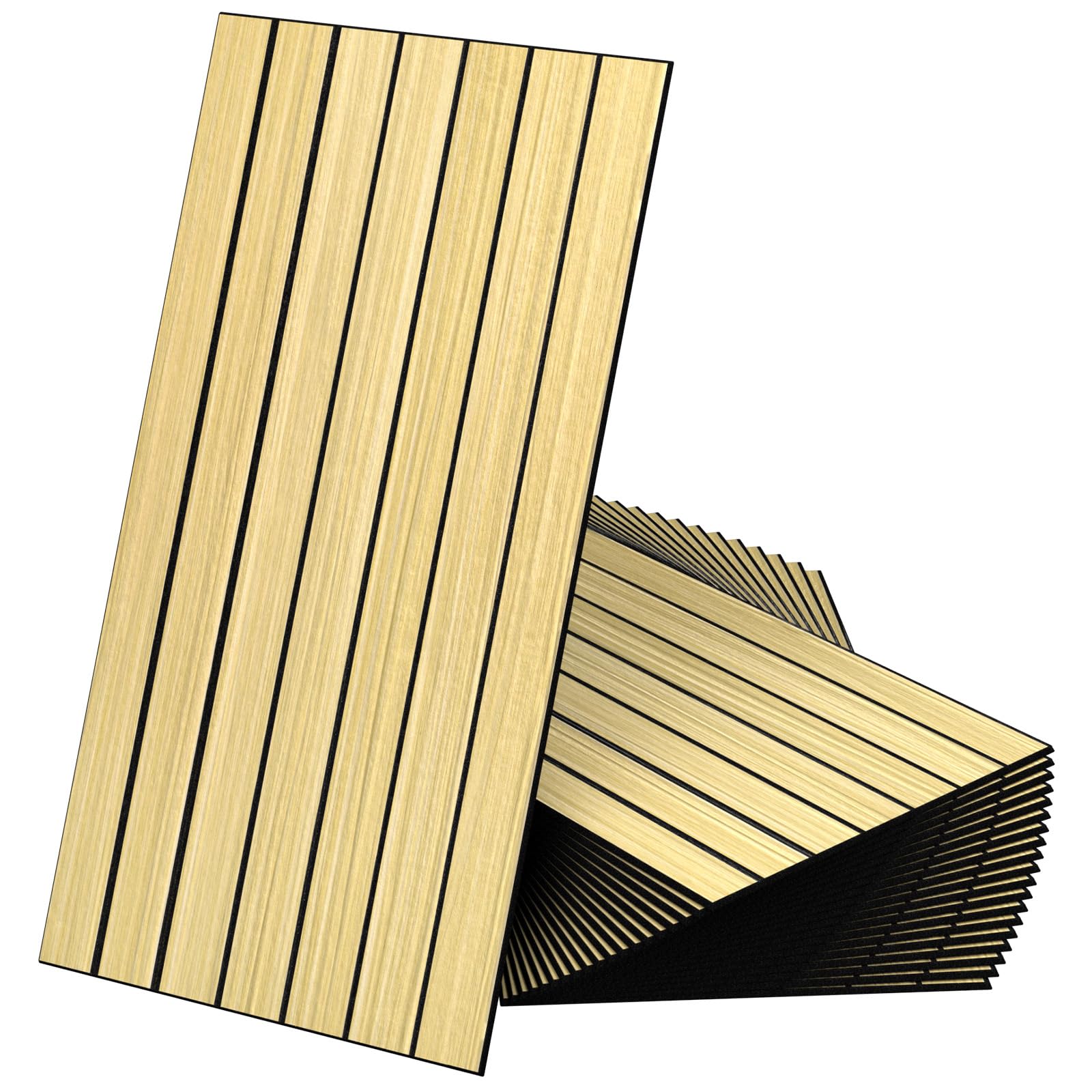 CUCOS Peel and Stick Wood Slat Wall Panels 12"x24" PVC 3D Acoustic Wall Panels, Self Adhesive Decorative Wall Panels for Accent Wall Living Room Bedroom Office, 20 Pack-Not Real Wood