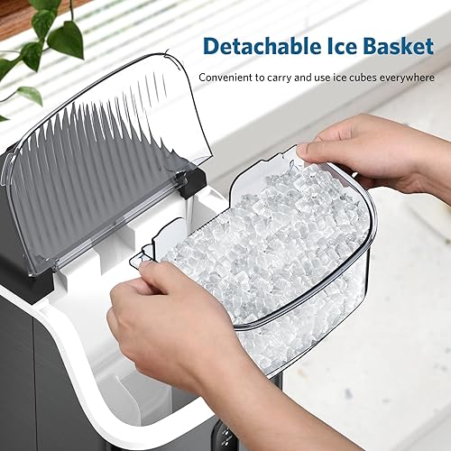 Miniatura 6 de COWSAR Encimera para hacer hielo, 26.5 libras24 horas, máquina portátil para hacer hielo con autolimpieza, 6 minutos9 piezas, pala de hielo y cesta,