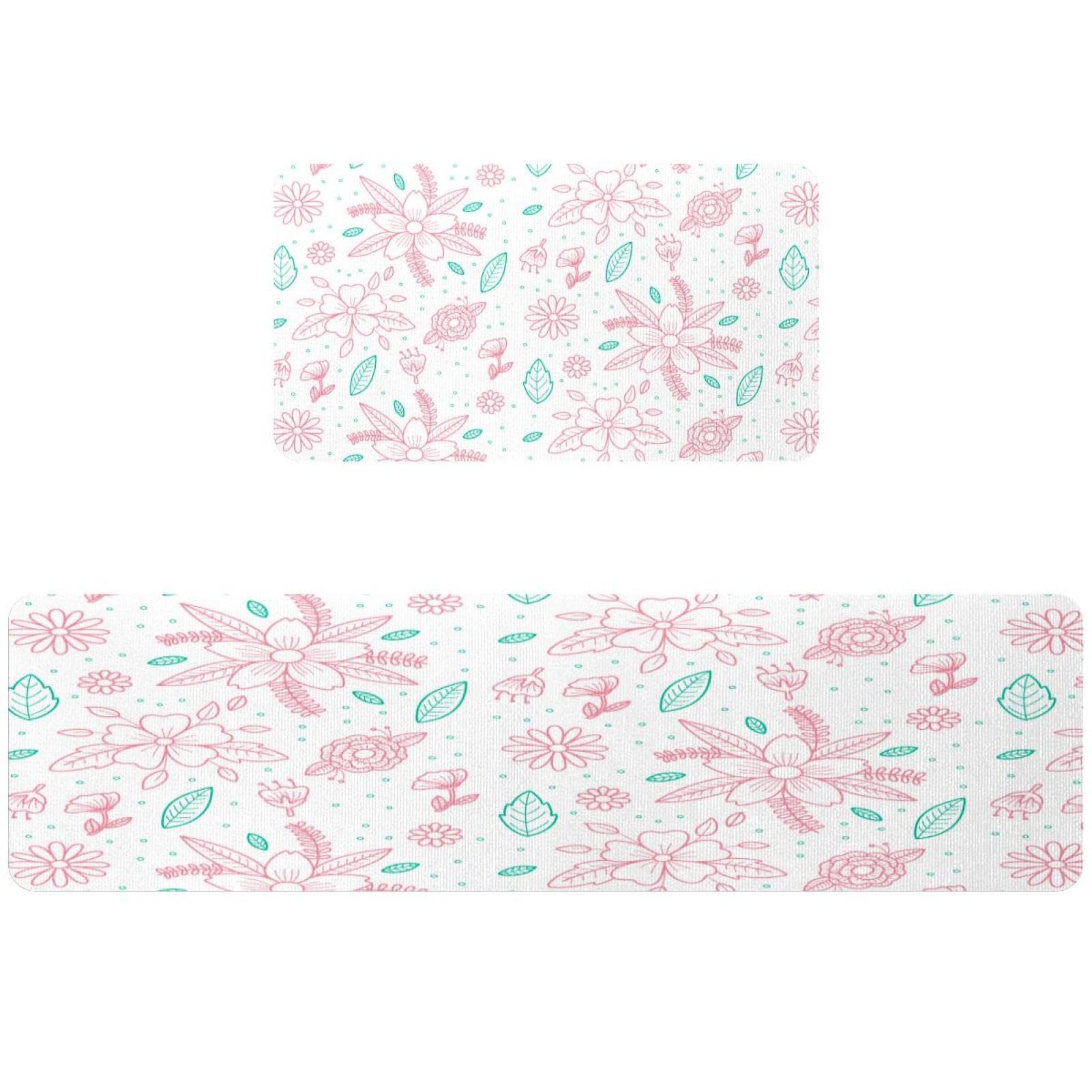 Tapis de cuisine antidérapants motif fleurs pour une buanderie et un couloir élégants