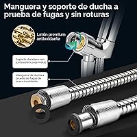 Vista 6 de Cobbe Cabezal de ducha de alta presión con botón de pausa integrado, cabezal de ducha desmontable de 9 funciones con soporte giratorio de latón