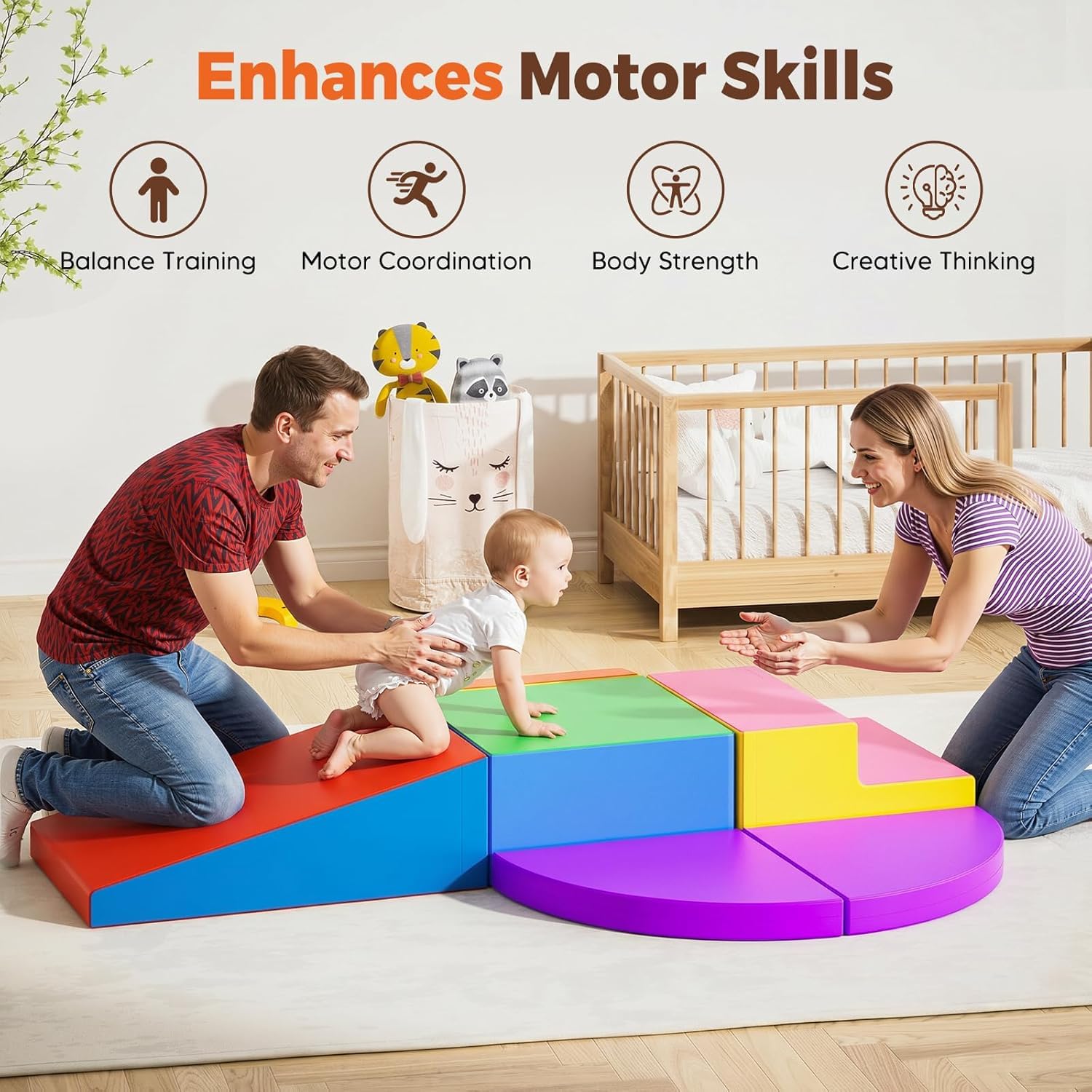 Kletterspielzeug für Kleinkinder 6-teilige Schaumstoff-Kletterblöcke für Kleinkinder 1-3 Jahre, weiches Spielgerät für Gleichgewicht & Koordination