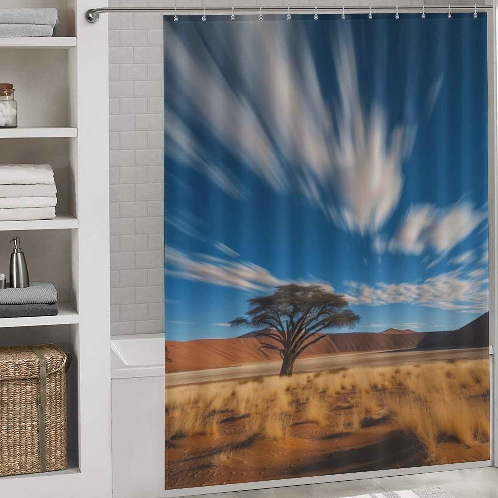 Rideaux de salle de bain élégants en tissu Desert Winds Sky de 163x180cm