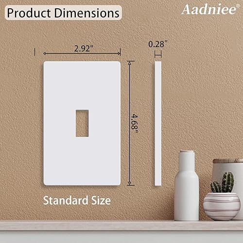 Miniatura 6 de Aadniee Placas de pared para interruptor de palanca sin tornillos, cubiertas de salida seguras para niños, tamaño estándar de 2.92 x 4.68 pulgadas,