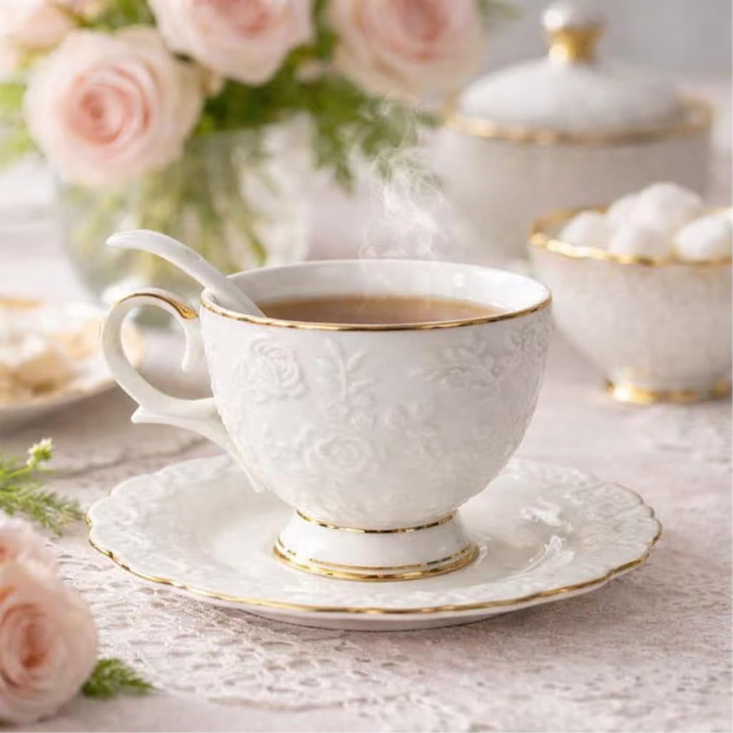 Premium Ceramic Tea Cup Set, 6.8 Ounce