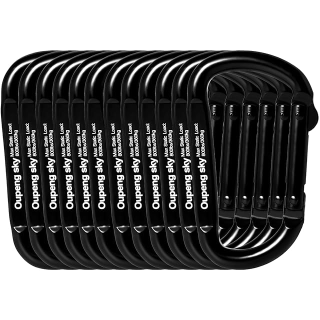 Carabiner Clip - Heavy Duty Carabiners 800lbs-13KN 2922 lbs Carabeaner D Ring Shape Key Chain Clip Hook Keychain