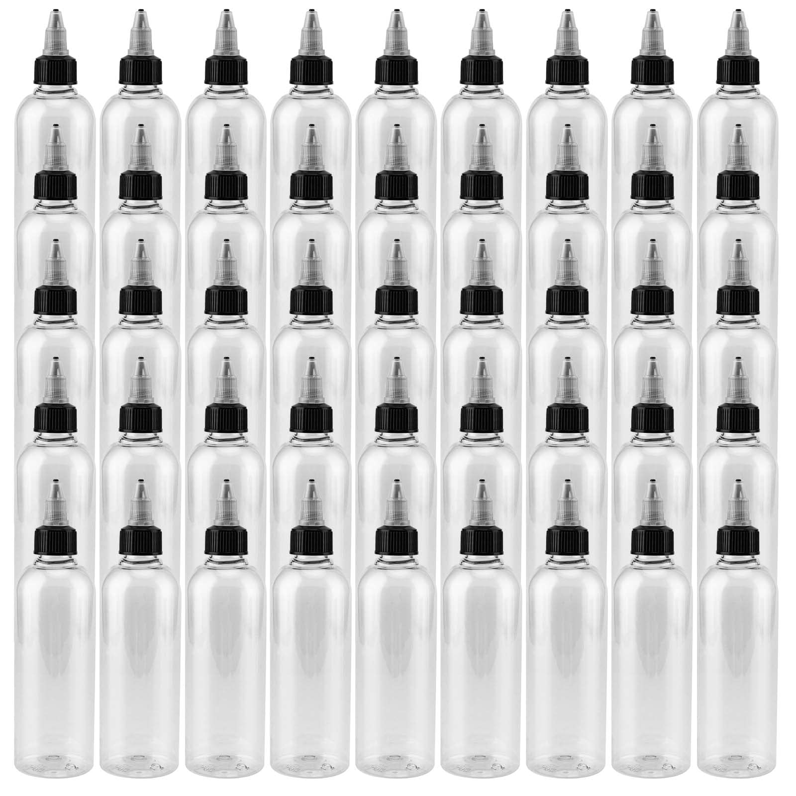 JAPCHET Lot de 50 flacons presseurs vides en plastique de 150 ml avec bouchon à visser, flacons souples transparents pour condiments pour huile, ketchup, moutarde, sauces, vinaigrette, art, travaux