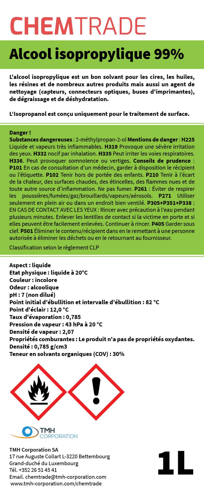 Chemtrade - Alcool isopropilico 99,9% - Detergente industriale (6 barattoli da 1 L)