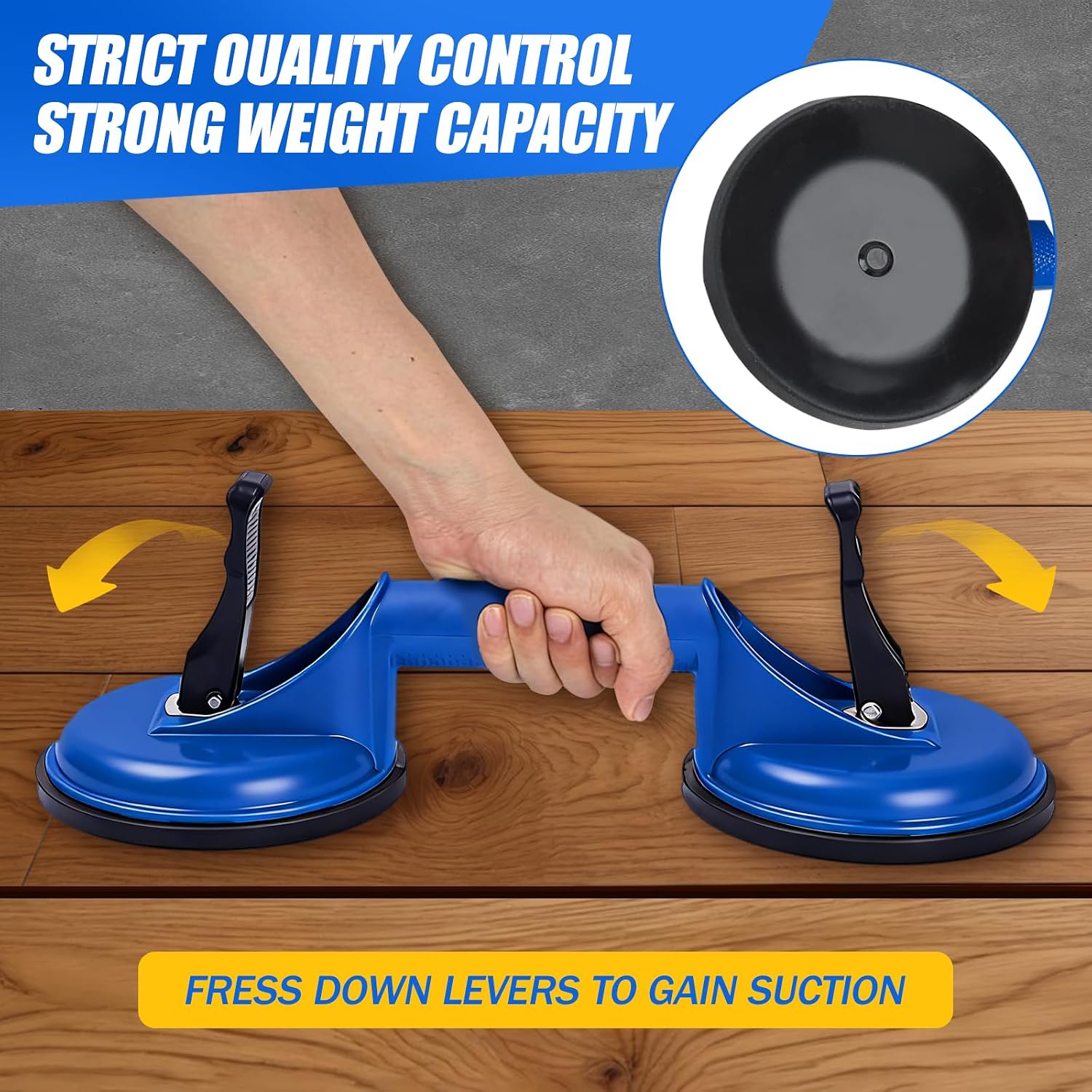 Floor Gap Fixer Tool for Laminate Floor Gap Repair,Floor Repair Kit with Suction Cup and Mallet,Perfect for Floor Gap Closing Repair Tool,Not Suitable for Scraped Surface Floor（Double disc blue）