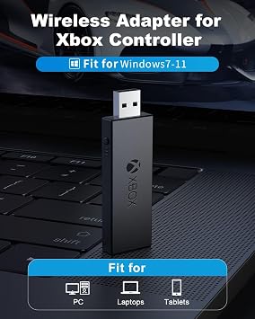 Wireless Adapter for Xbox One Controller Works with PC, Laptops, Tablets, Windows 7 8 10, Compatible with Xbox One, One S, One X, Elite 1, Elite 2 Controller - Low Latency (Black)