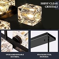 Vista 4 de Black Chandeliers for Dining Room, Modern Crystal Pendant Lights Fixture with Cube Shade, 8-Lights Farmhouse Hanging Dining Light Fixtures Over Negro