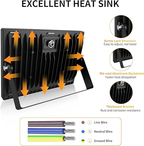 Miniatura 3 de Viugreum Luces de inundación LED de 100 W para exteriores, luces de trabajo impermeables IP65, 110 V, 10000 lúmenes, blanco cálido (3000 K),