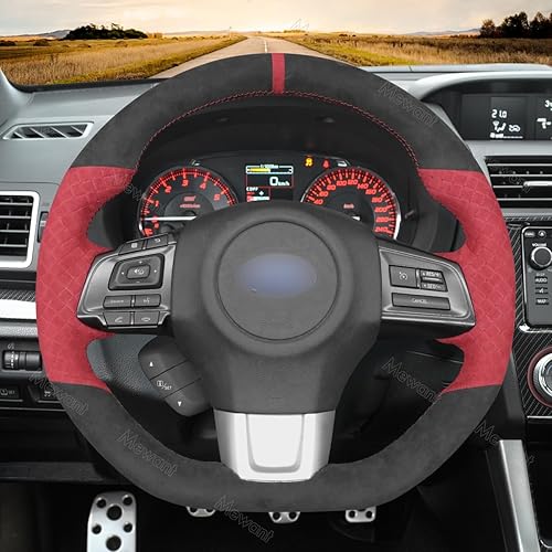 Miniatura 6 de MEWANT Funda de cuero genuino negro (perforada) y cuero rojo para Subaru WRX (STI) 2015-2019  Levorg 2015-2019WRX Accesorios para cubierta de volante