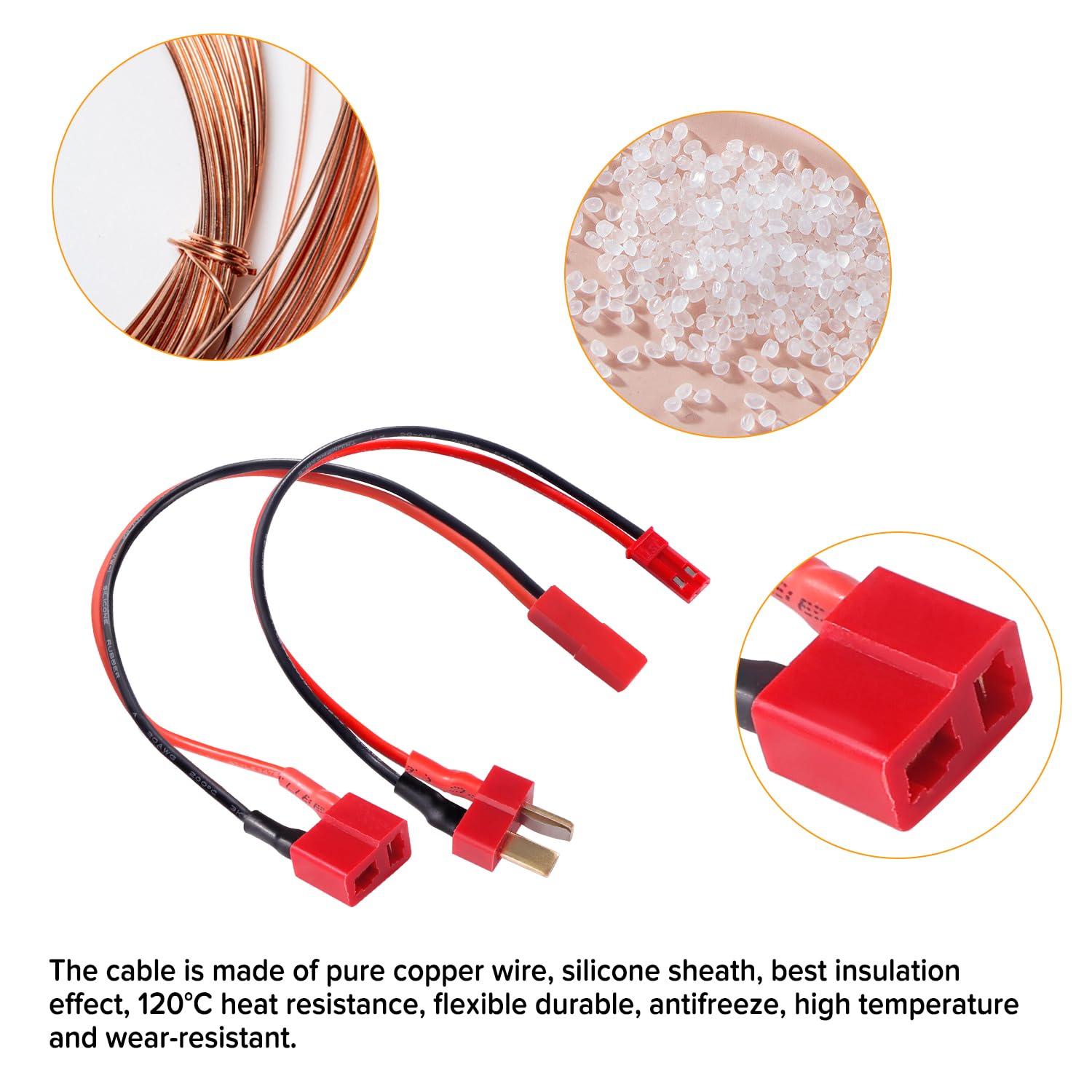 4 Sztuk JST do Adaptera Wtyczki T, JST Męski / Żeński do Złącza Wtykowego Deans-T Męski / Żeński, z 15cm 20AWG Silikonowym Kablem, do Akumulatora RC LiPo