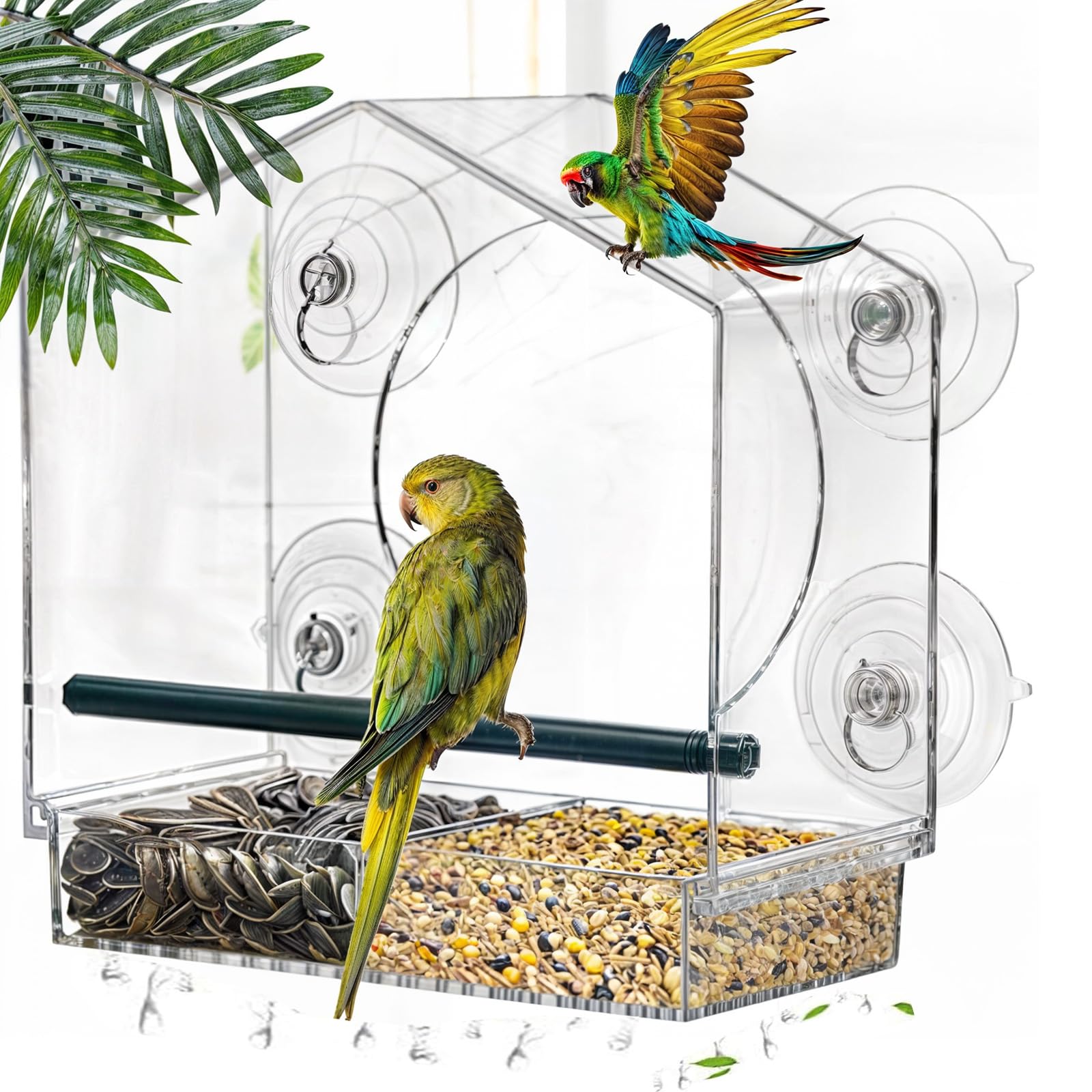Comedero para pájaros de Ventana,ventosas Fuertes,Bebedero Pajaros Exterior,Comedero para Ventana Transparente para pájaros Silvestres,pinzones y cardenales