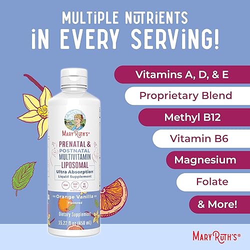 Miniatura 7 de MaryRuth's Multivitamínico prenatal y posnatal para mujeres, sin azúcar, formulado para preconcepción, embarazo y lactancia, vegano, sin OMG, sin