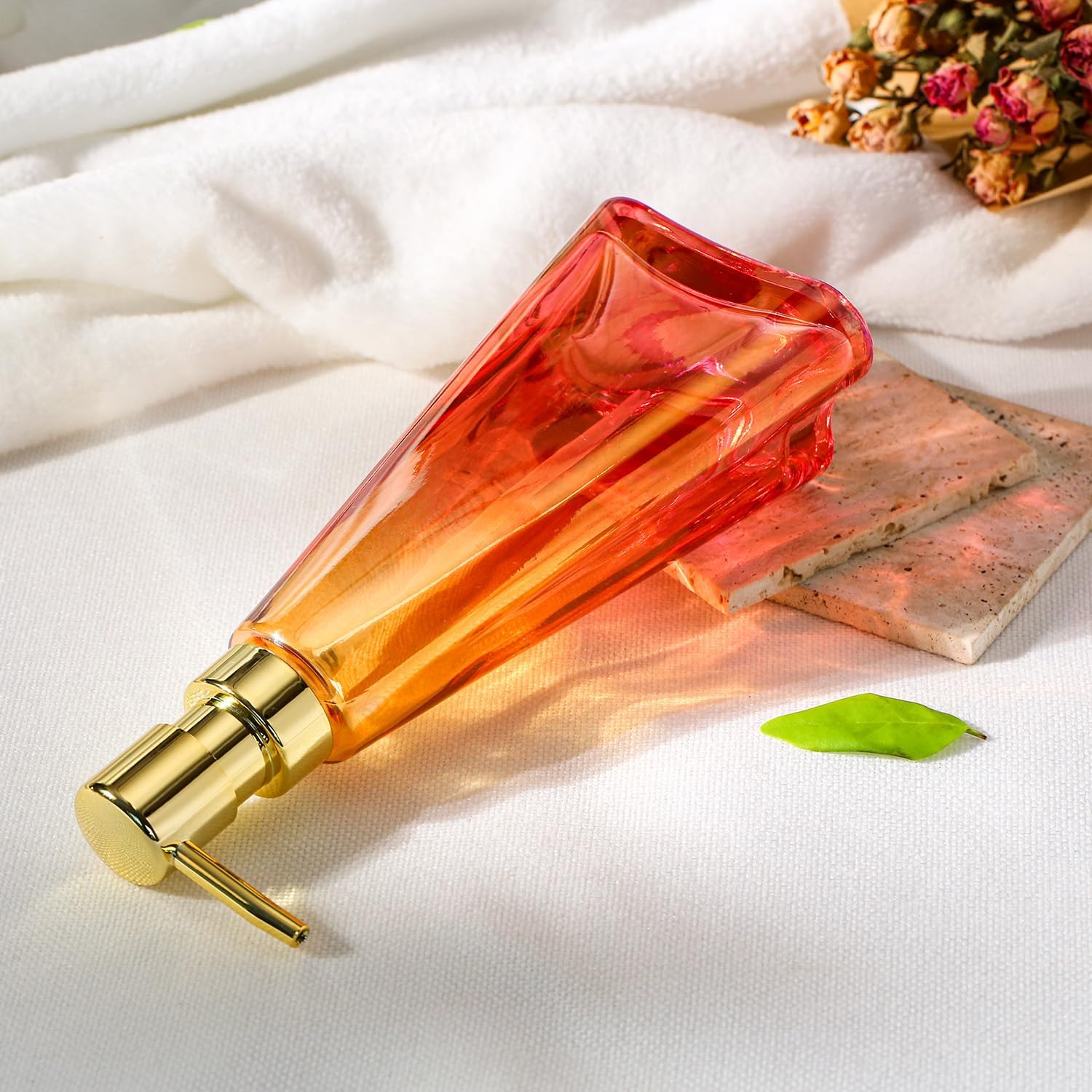 Soap Dispenser with Pump, Refillable Liquid Hand Soap Dish Soap Dispensers for Bathroom Counter, Kitchen Sink (OrangeRed) - Image 3