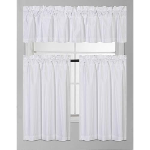 White Kitchen Curtains And Valances Set Amazon Com