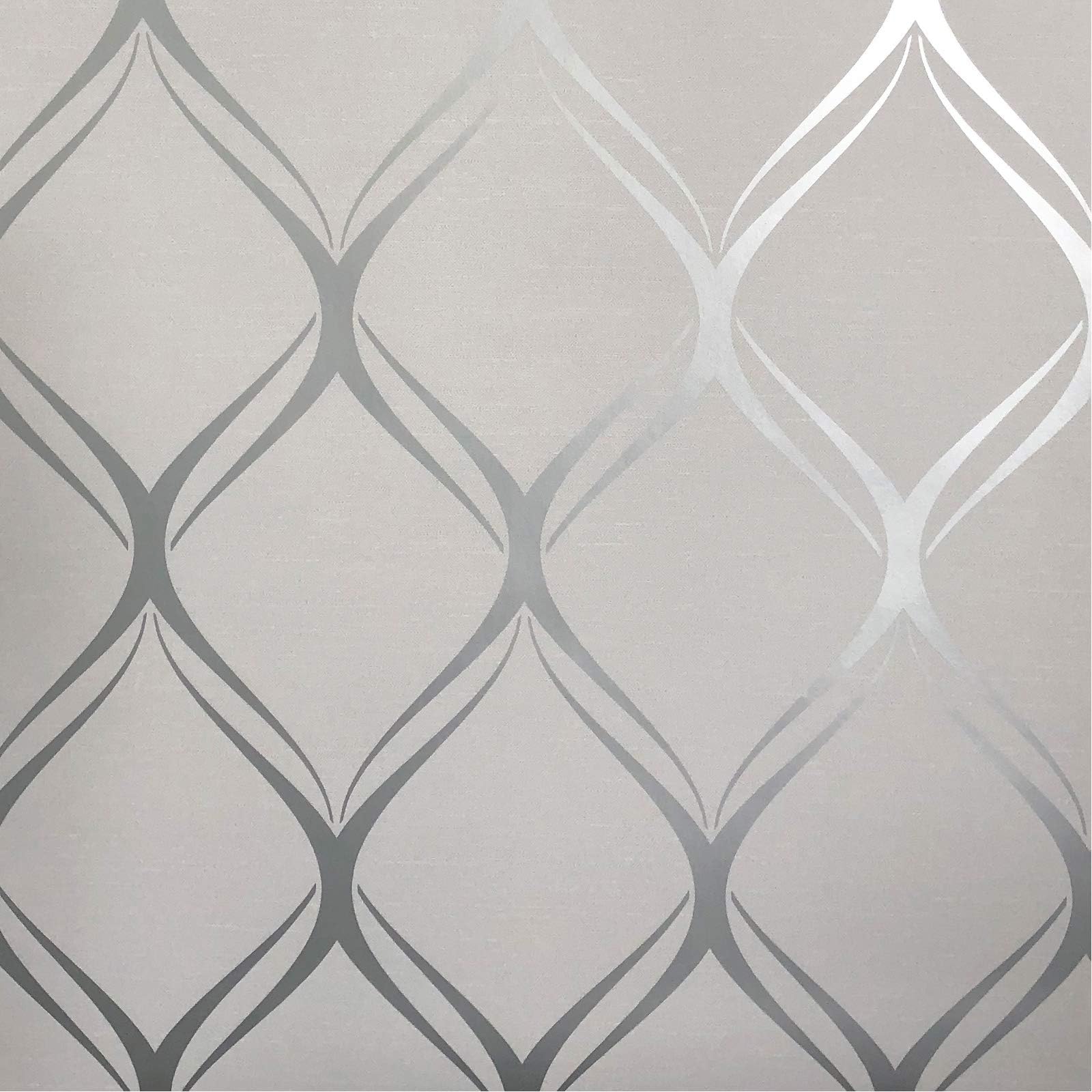 World of Wallpaper Clifton Wave Metallic Geometric Wallpaper (Grey/Silver)