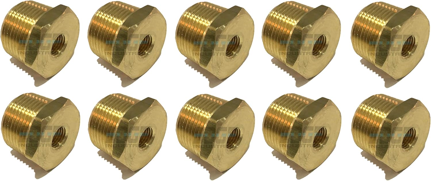 Brass REDUCING HEX Bushing 1" Male NPT X 1/4" Female NPT Fuel/AIR/Water/Oil/Gas WOG (Qty 01)