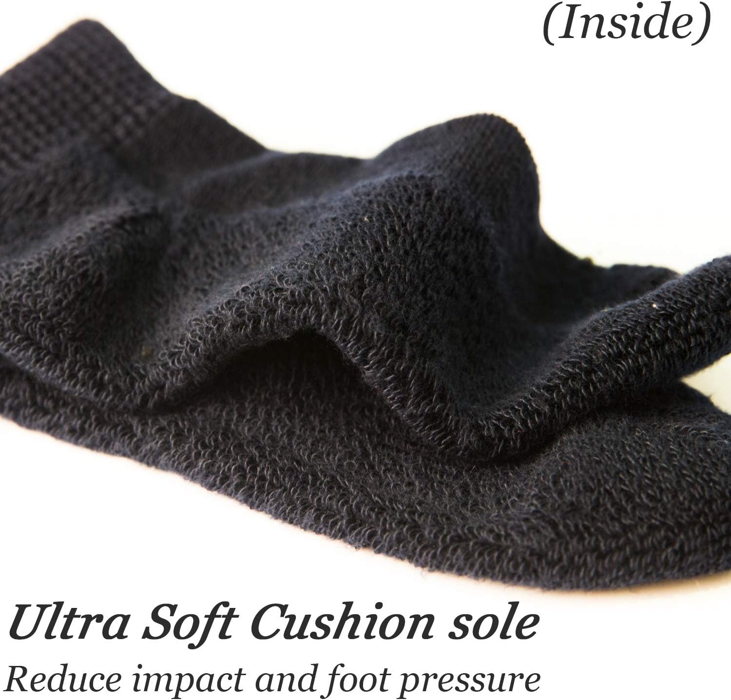 +MD Non-Binding Diabetic Socks for Men Women-6 Pairs Medical Circulatory Crew Socks with Cushion Sole Black 9-11
