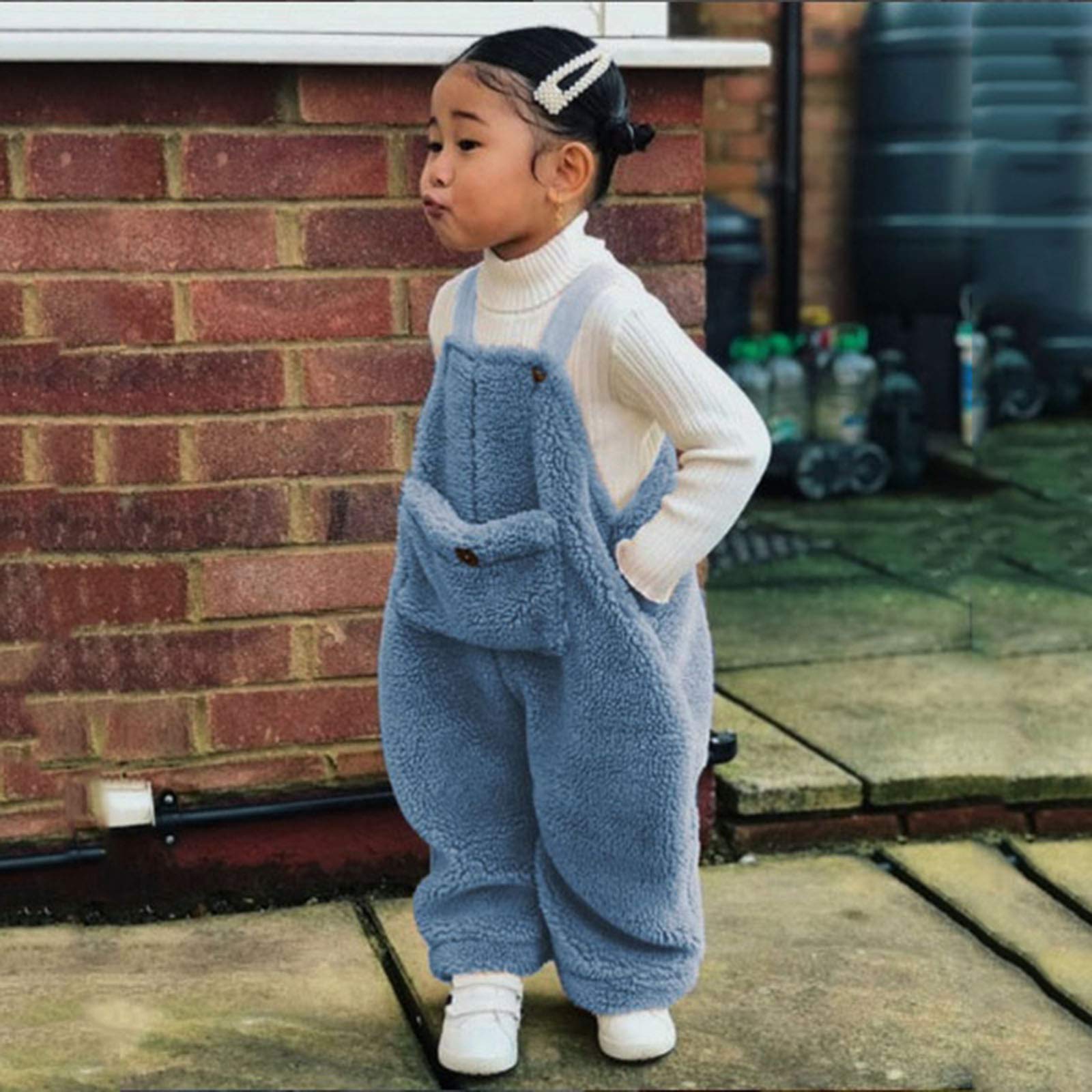 Mono de franela para bebé, niña/niño, mezcla de algodón, peto de peluche con botones, unisex, pantalón de invierno con tirantes
